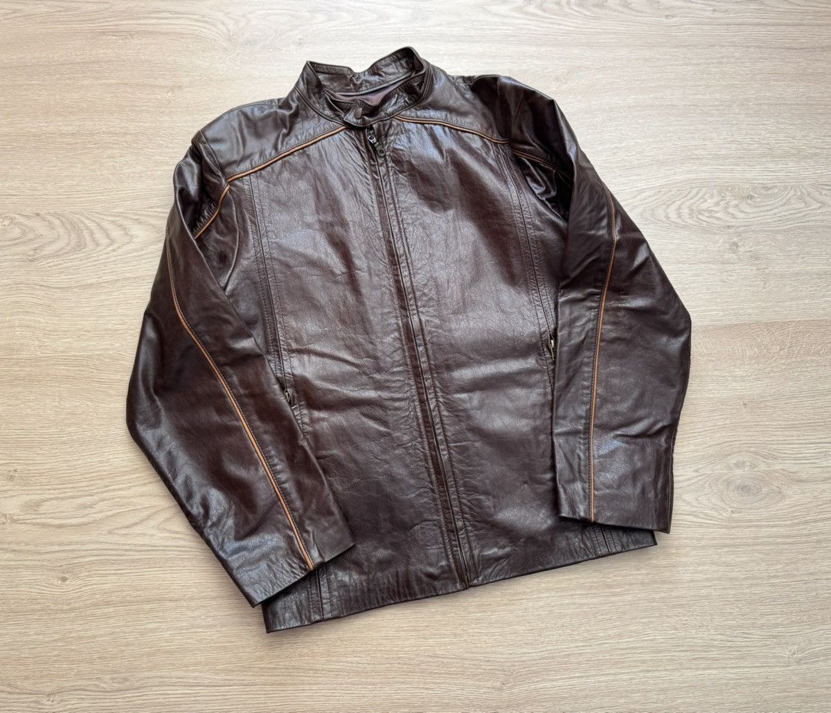 Genuine Leather Vintage Gotti y2k Brown Genuine Leather Moro Racing Jacket Size US M / EU 48-50 / 2 - 1 Thumbnail