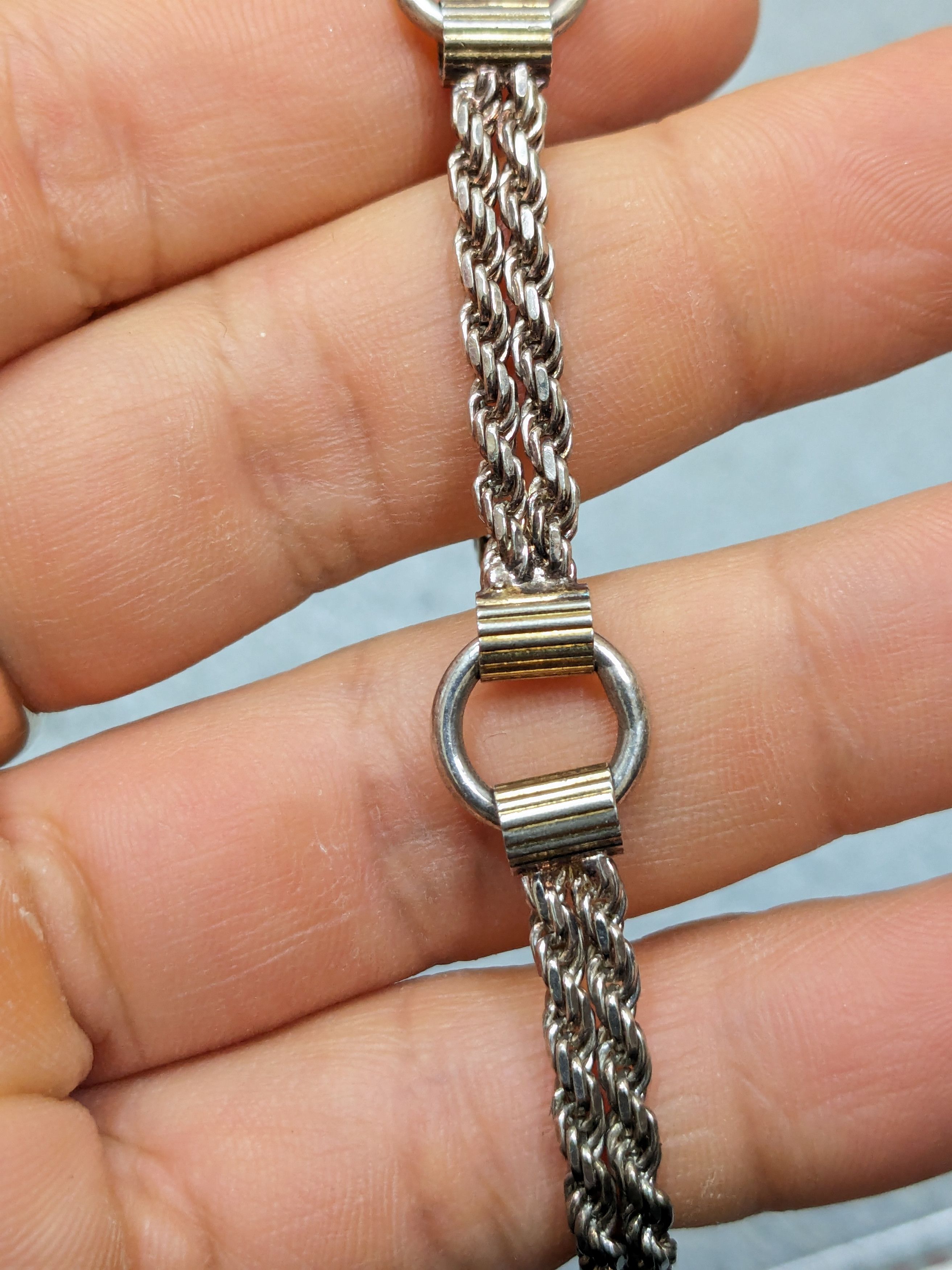 Jewelry Vintage Sterling Silver Bracelet 7.25 Rope Twist Round Chain Size ONE SIZE - 11 Thumbnail