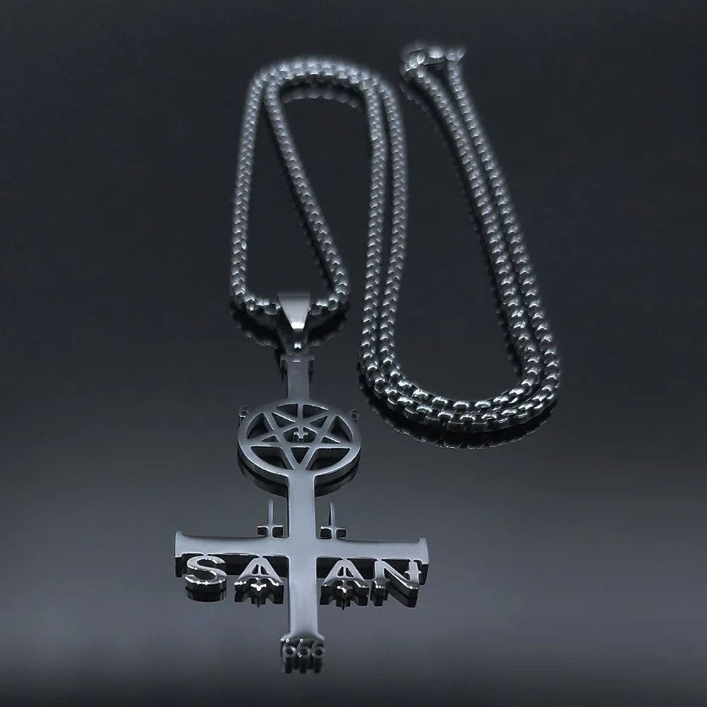 Jewelry Satan Inverted Cross Necklace Size ONE SIZE - 1 Thumbnail