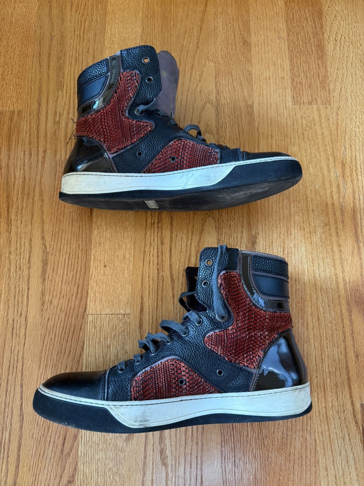 Lanvin Lanvin Leather High-Top - Black/Red Size US 10 / EU 43 - 2 Thumbnail