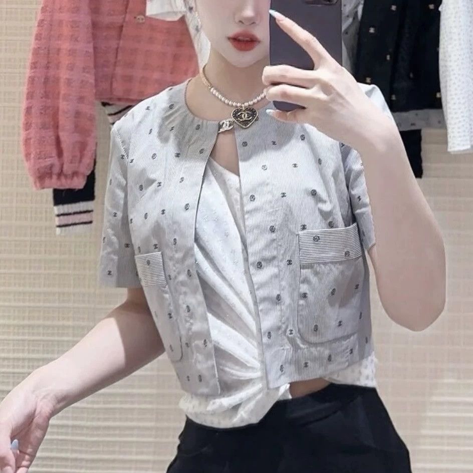 Chanel Chanel mar169 allover logo stripe rhinestone tee Size XS / US 0-2 / IT 36-38 - 7 Thumbnail