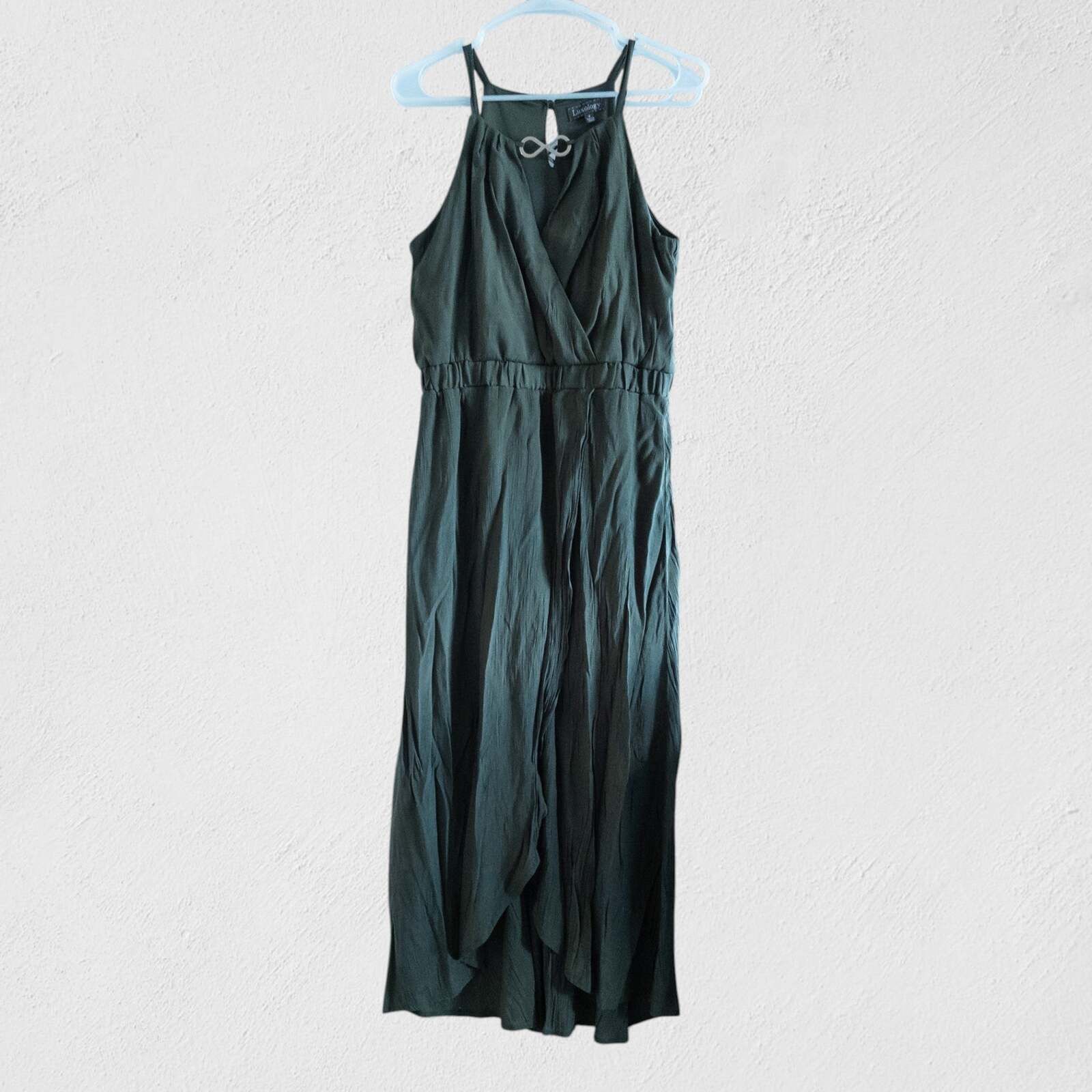 green dress mesh Indiara Halter Maxi Size:3-3/4