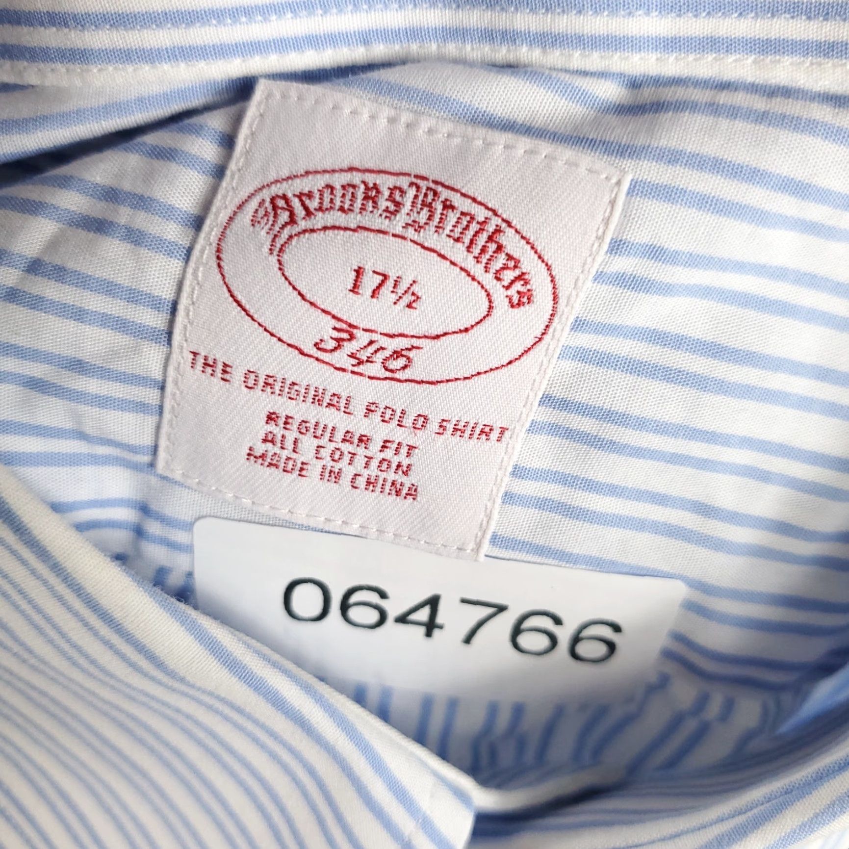 Brooks Brothers Brooks Brothers Shirt Mens 17.5 Blue Striped Regent Dress Button Up Short Sleeve Size 46R - 6 Thumbnail