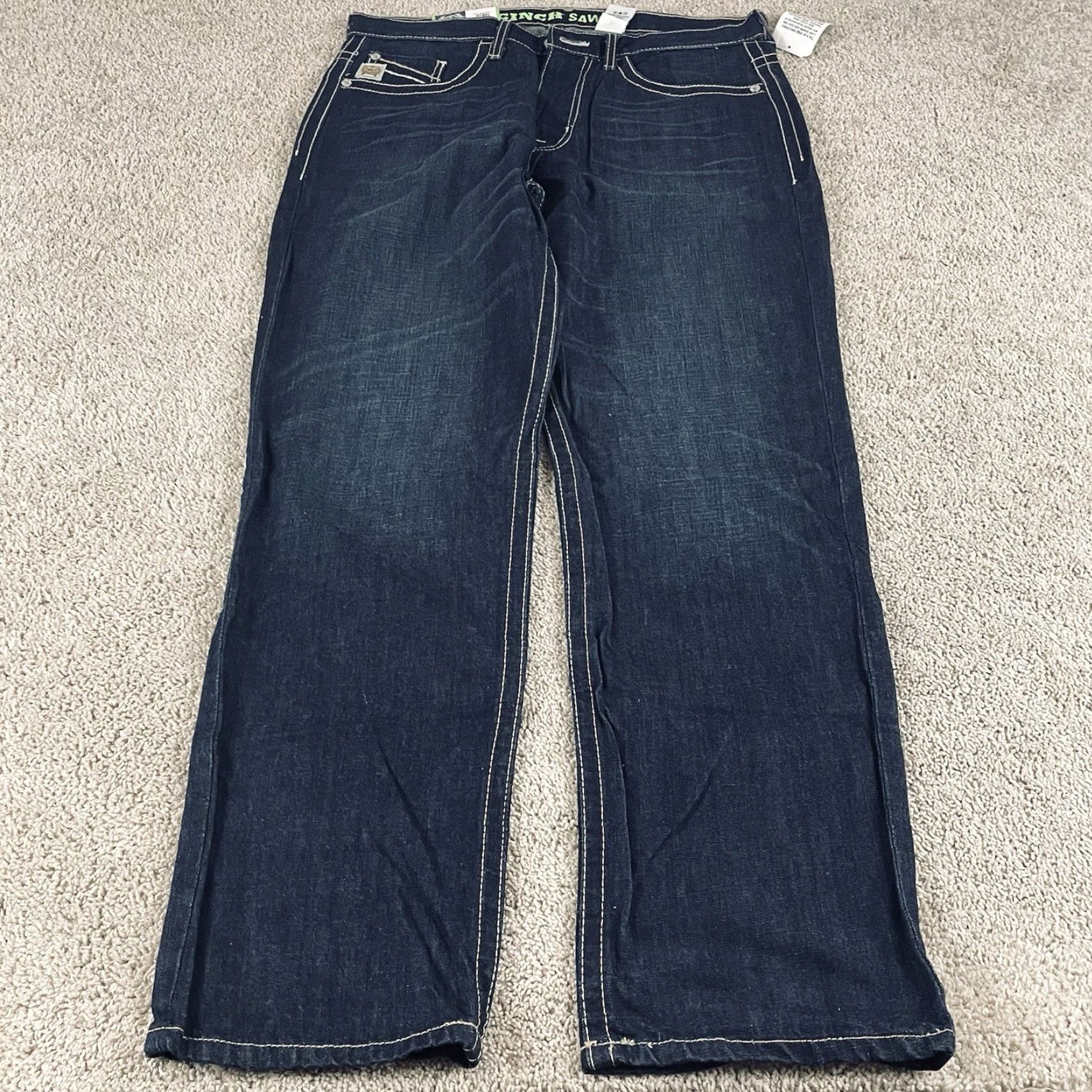 Cinch Jeans Mens 34x34 Dark Wash Denim Straight Cowboy Western NWT C46 Buckle Bke 5-Pocket Denim Dark Cotton