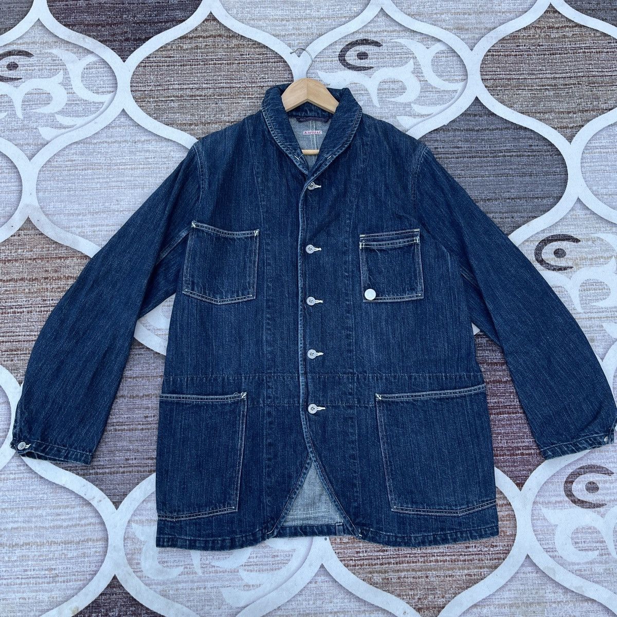 Kapital Kapital Indigo USN Shawl Collar Chore Denim Jacket Size US M / EU 48-50 / 2 - 1 Thumbnail