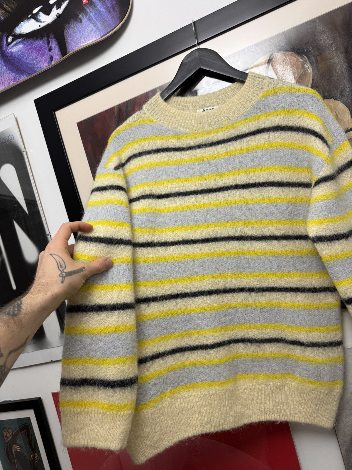 Acne Studios Acne Studios Mohair Yellow Oversize Luxury Sweater Striped Size US S / EU 44-46 / 1 - 3 Thumbnail
