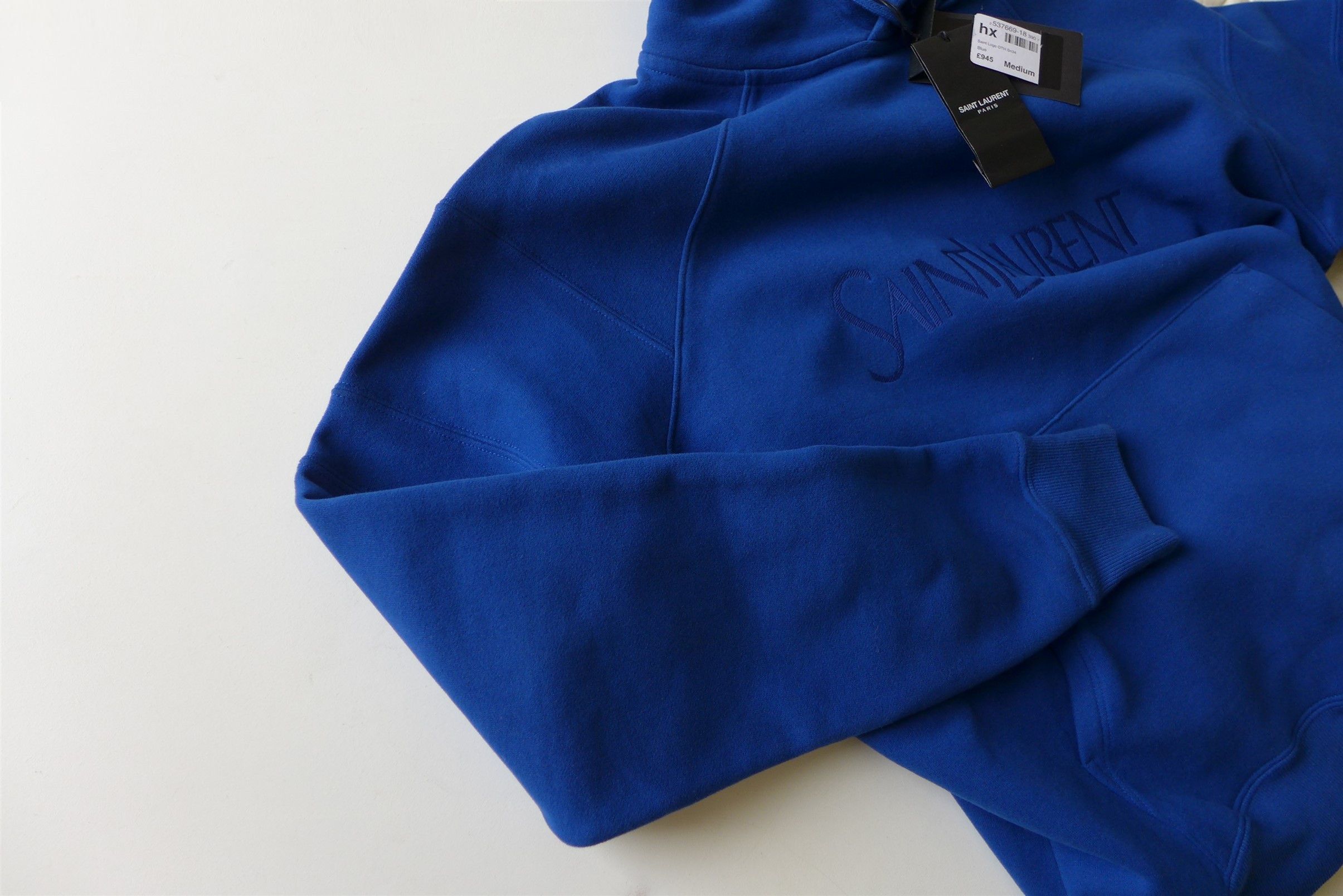 Saint Laurent Paris Saint Laurent Logo Embroidery Hoodie - Blue Cotton Size US M / EU 48-50 / 2 - 10 Thumbnail