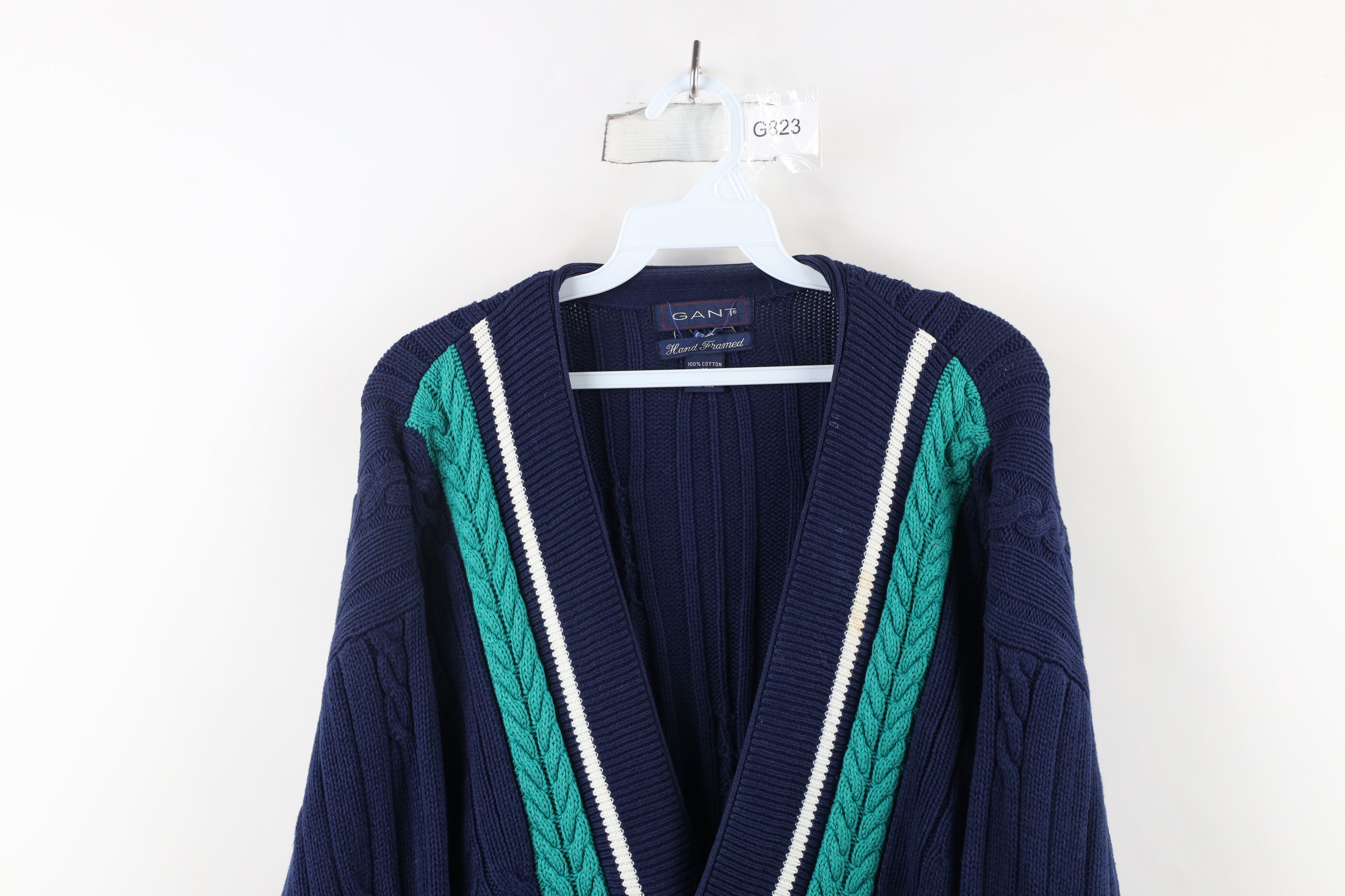 Vintage Vintage 90s Streetwear Framed Cable Knit Cardigan Sweater Size US M / EU 48-50 / 2 - 2 Thumbnail