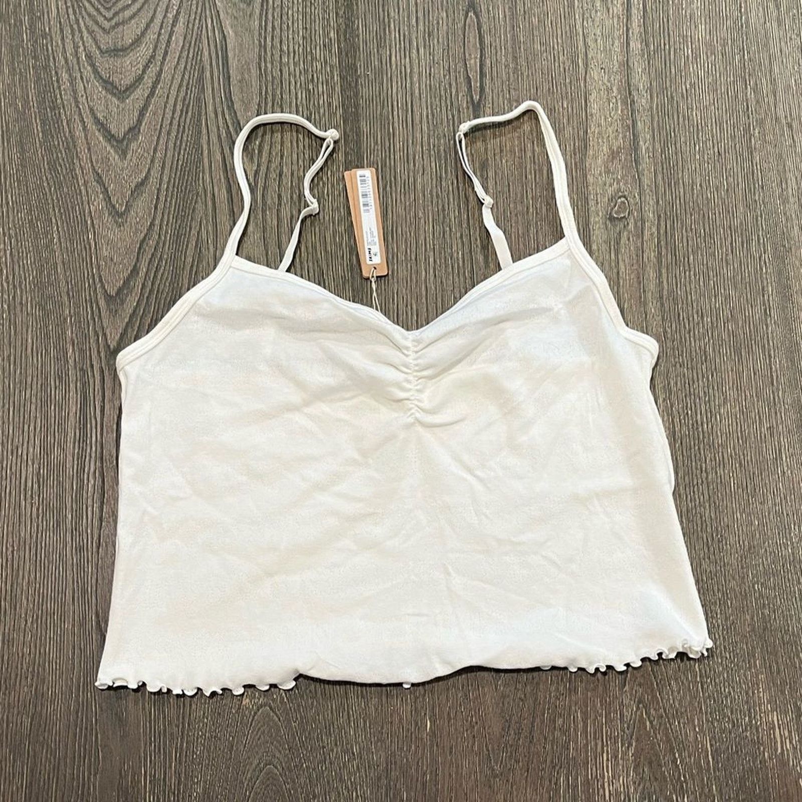 SKIMS NWT Skims Pointelle Logo Cami Cropped Top Ruffle Hem 3X Size 3XL / US 20-22 - 1 Thumbnail