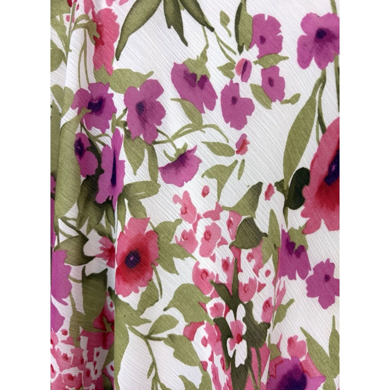 Pinko Roz & Ali Floral Maxi Skirt Womens 1X Skirt + Plus Size Pink Floral Boho Chiffon Ruffle Asymmetric Long Maxi Dress Size 40" / US 18 - 4 Thumbnail