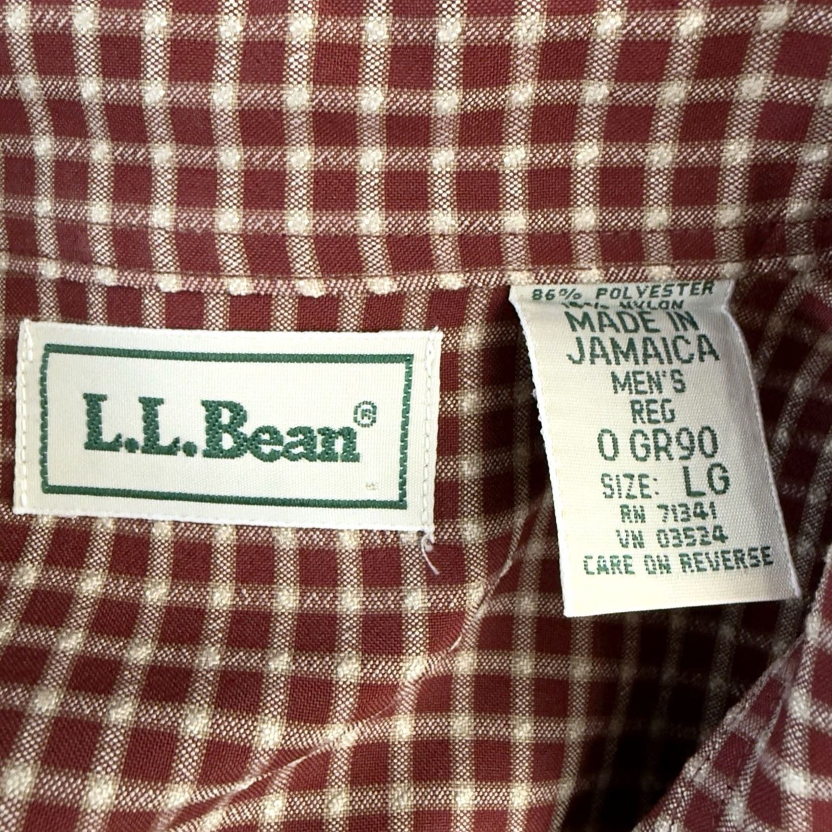 Vintage VINTAGE L.L. Bean Red Polyester Blend Short Sleeve Button-Down Shirt Mens L Jamaica Size US L / EU 52-54 / 3 - 4 Thumbnail