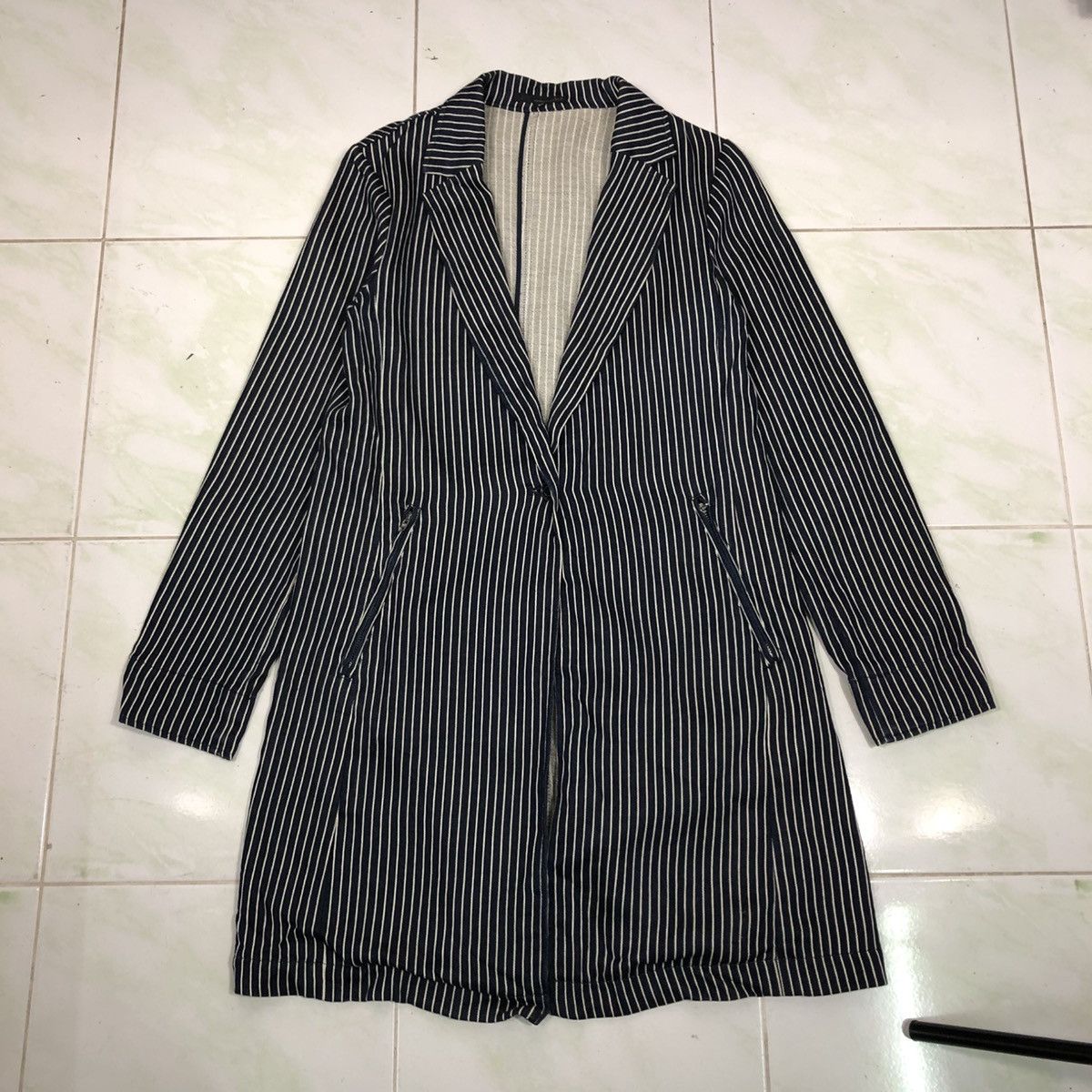 Indigo 📌Vintage Denim Indigo Striped Design Hickory B7 Issey Miyake Size US M / EU 48-50 / 2 - 1 Thumbnail