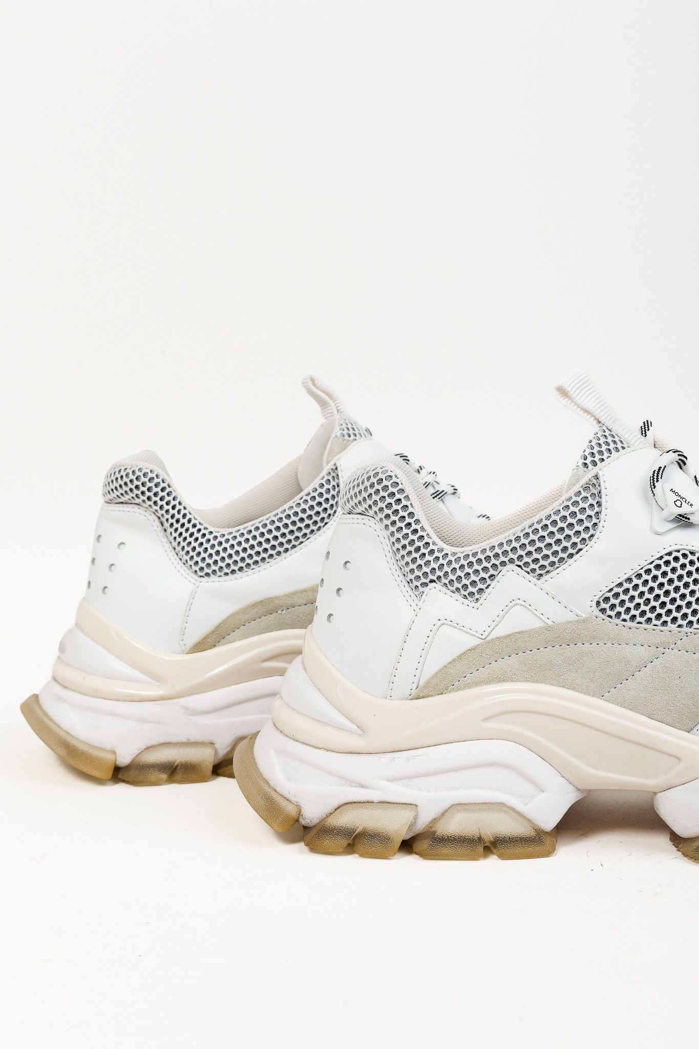 Moncler Moncler Leave No Trace Leather Suede Mesh Sneaker in White Size US 11 / EU 44 - 8 Thumbnail