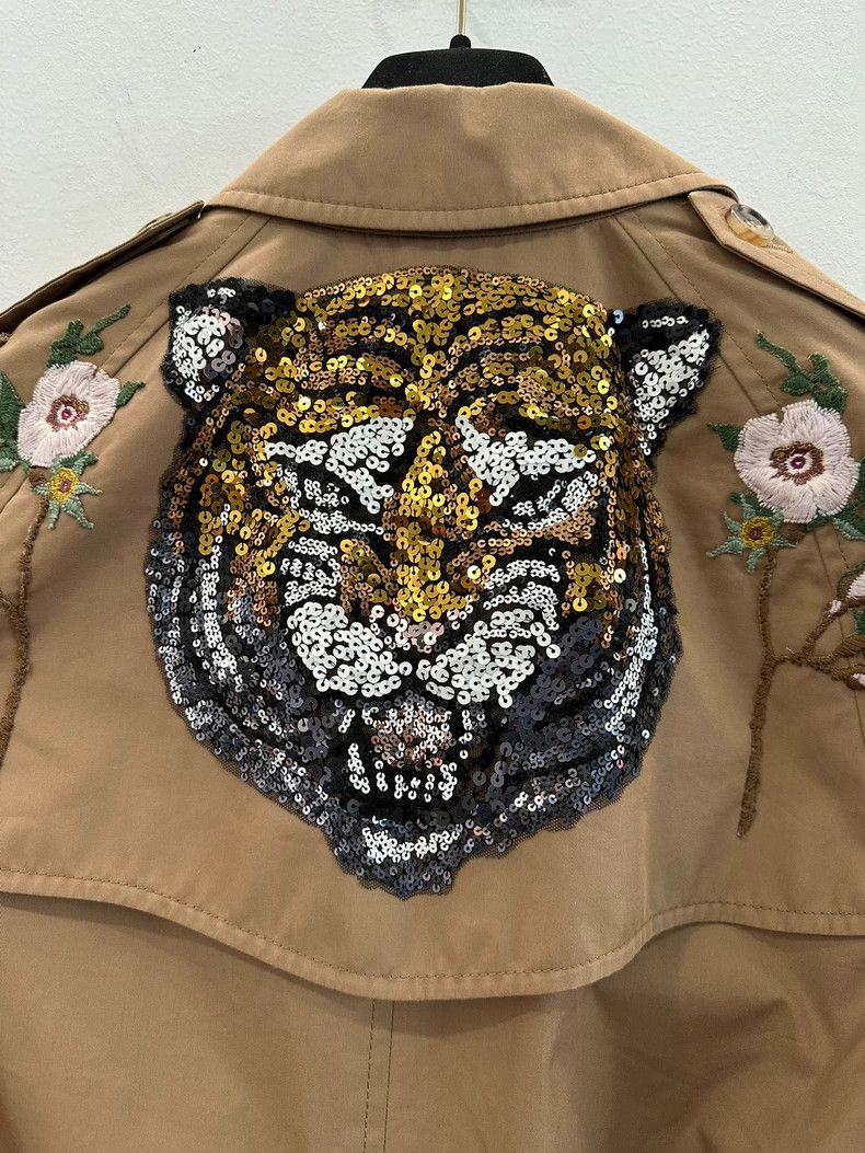Gucci Gucci Size 38 Rhinestone tiger head embroidery petal khaki Size US XXS / EU 40 - 5 Thumbnail