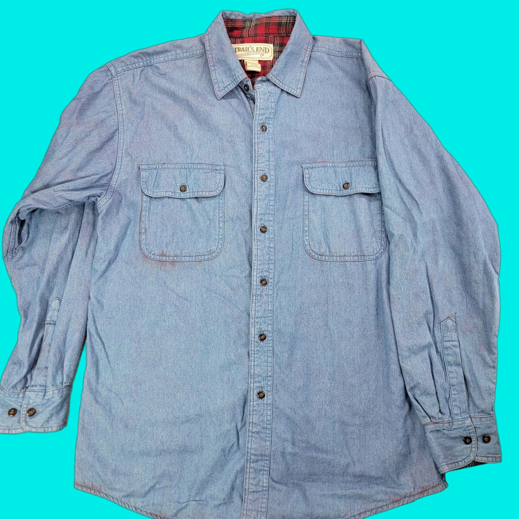Rails VINTAGE Trail's End Shirt Mens Medium Blue Denim Flannel Lined Heavy Jacket 90s Size US M / EU 48-50 / 2 - 1 Thumbnail