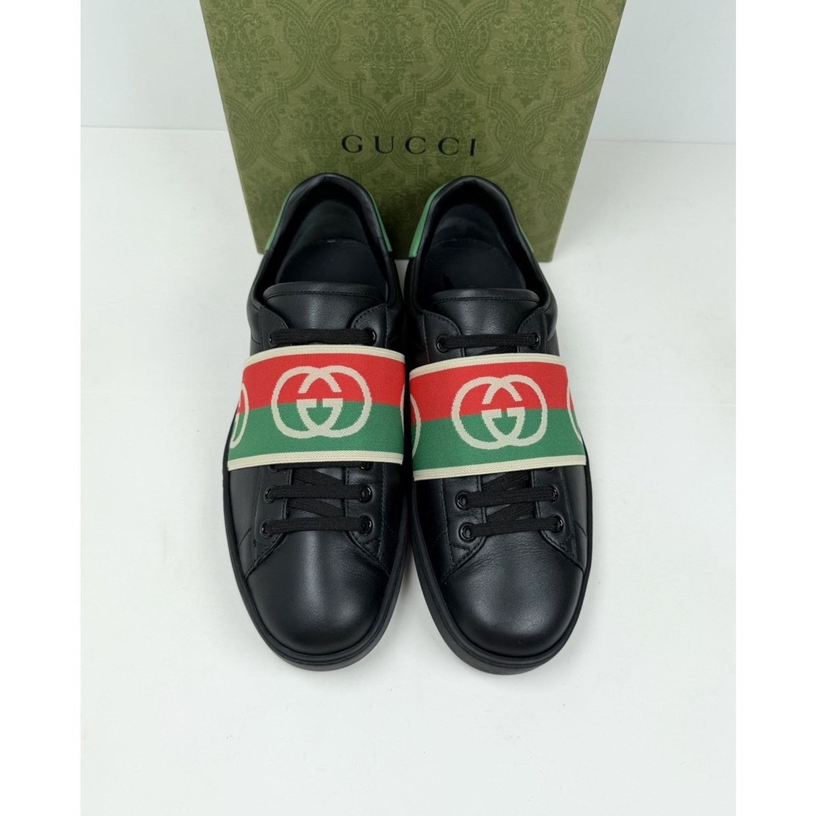 Gucci Size 8US - Gucci Ace Elastic Web Leather Sneakers Size US 8 / EU 41 - 3 Thumbnail