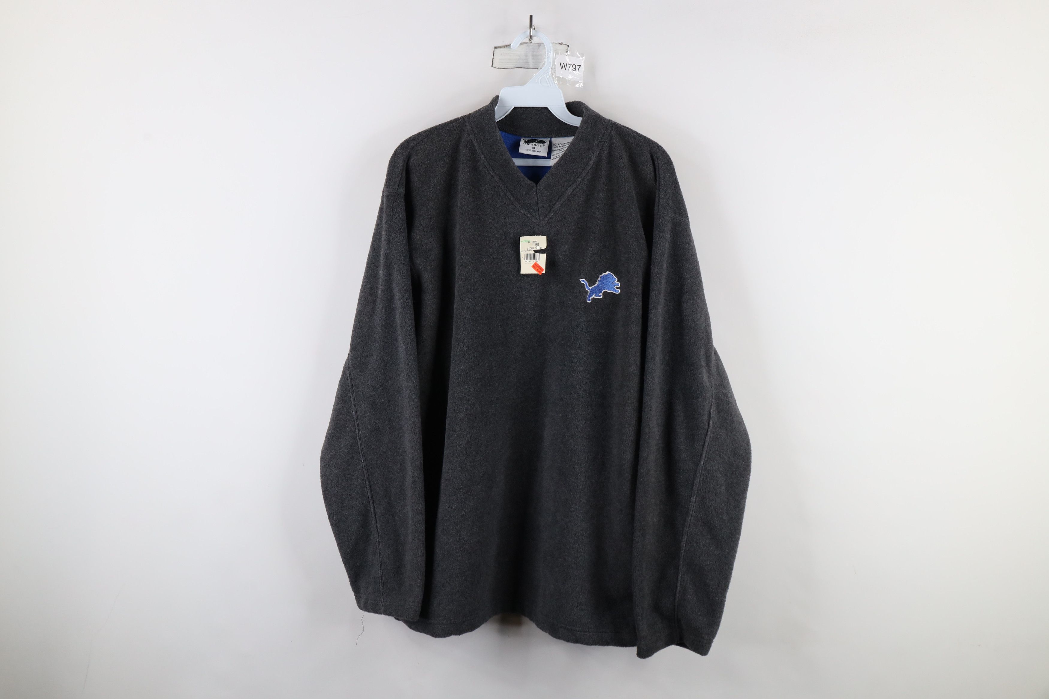 Vintage Deadstock Vintage Y2K 2000 V-Neck Fleece Sweater Gray Size US M / EU 48-50 / 2 - 1 Thumbnail