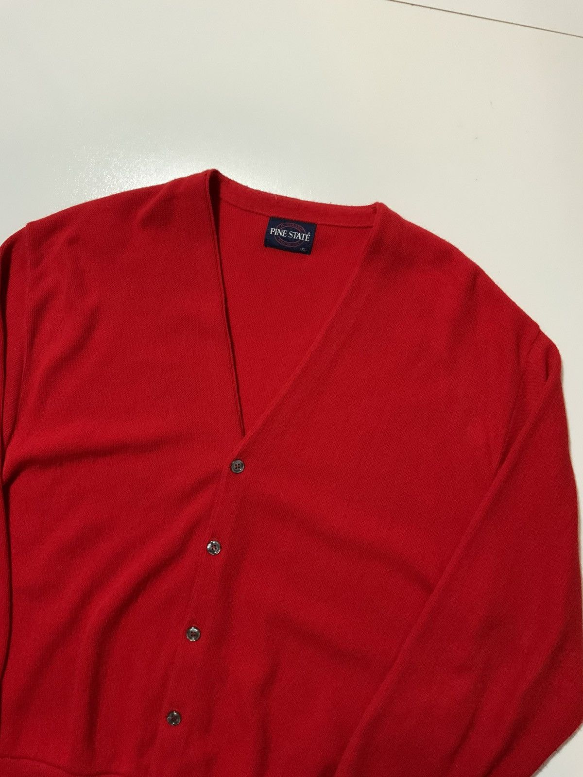 Other Vintage 70s 80s Pine State Red Acrylic Knit Cardigan Sweater Size US XL / EU 56 / 4 - 3 Thumbnail