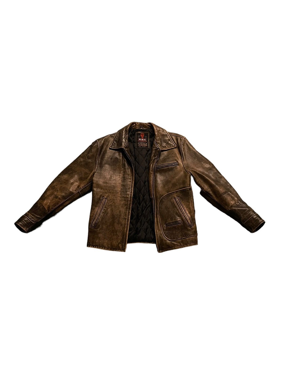 image of Genuine Leather x Leather Jacket Rbc Rainbow Go Company Ltd. Legend Jacket in Brown (Size Medium)