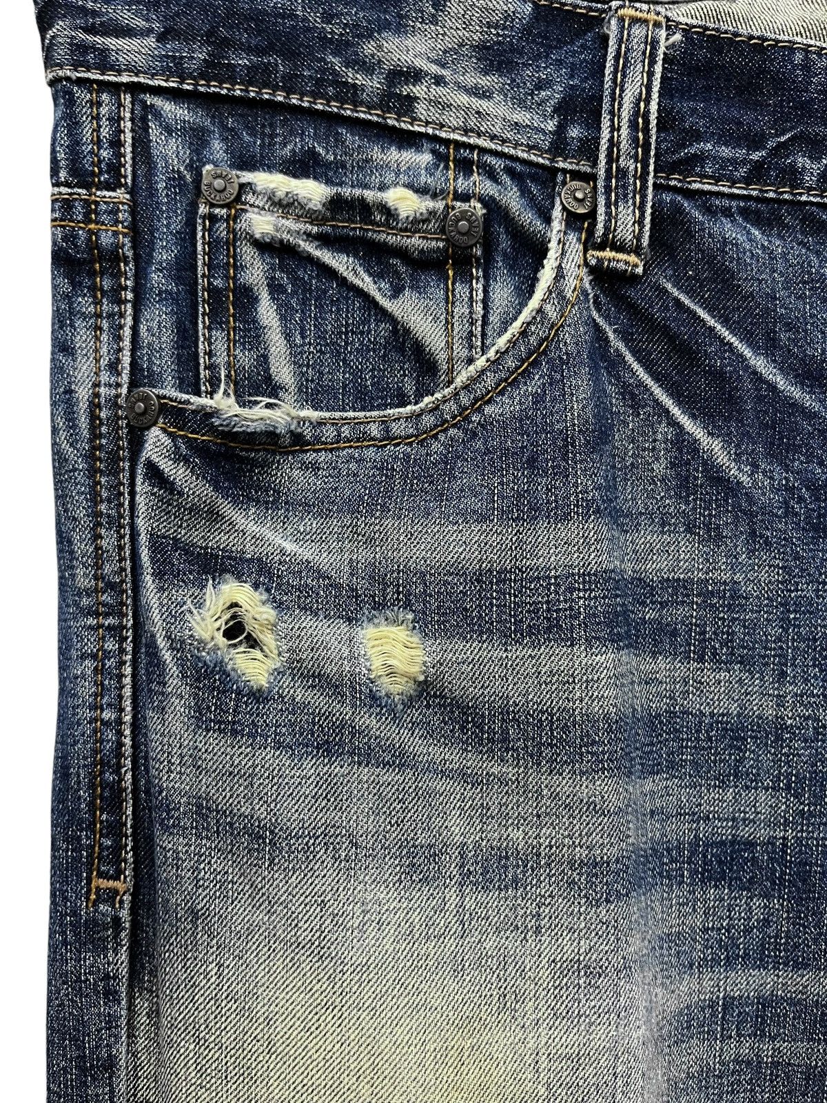 BUCKAROO 🔥Crashwash Indigo Mudmax Punk Ripped Wide Leg Flare Size US 30 / EU 46 - 10 Thumbnail