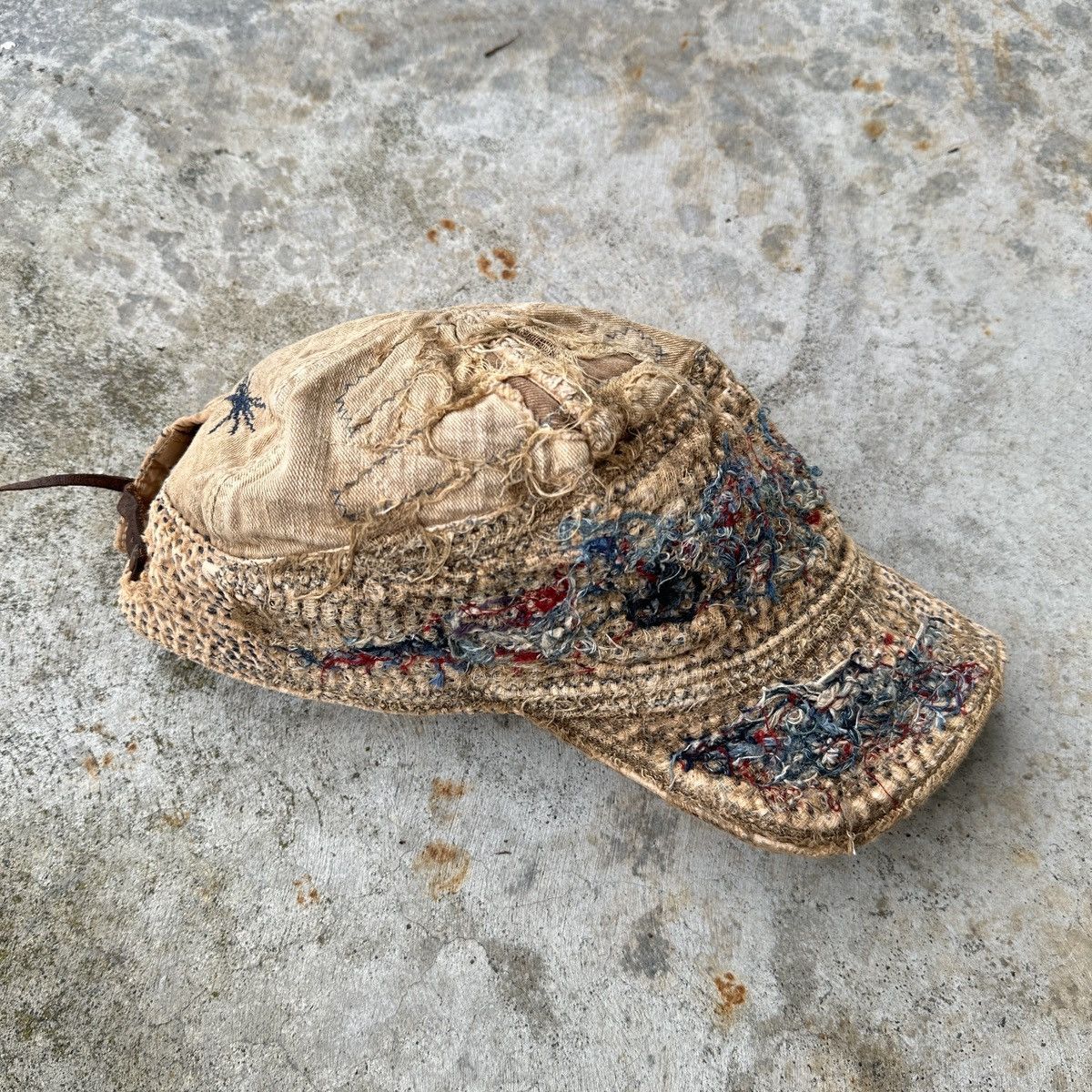 Kapital Sahara Desert Boro Sashiko Patchwork Trashed Conductor hat Size ONE SIZE - 3 Thumbnail