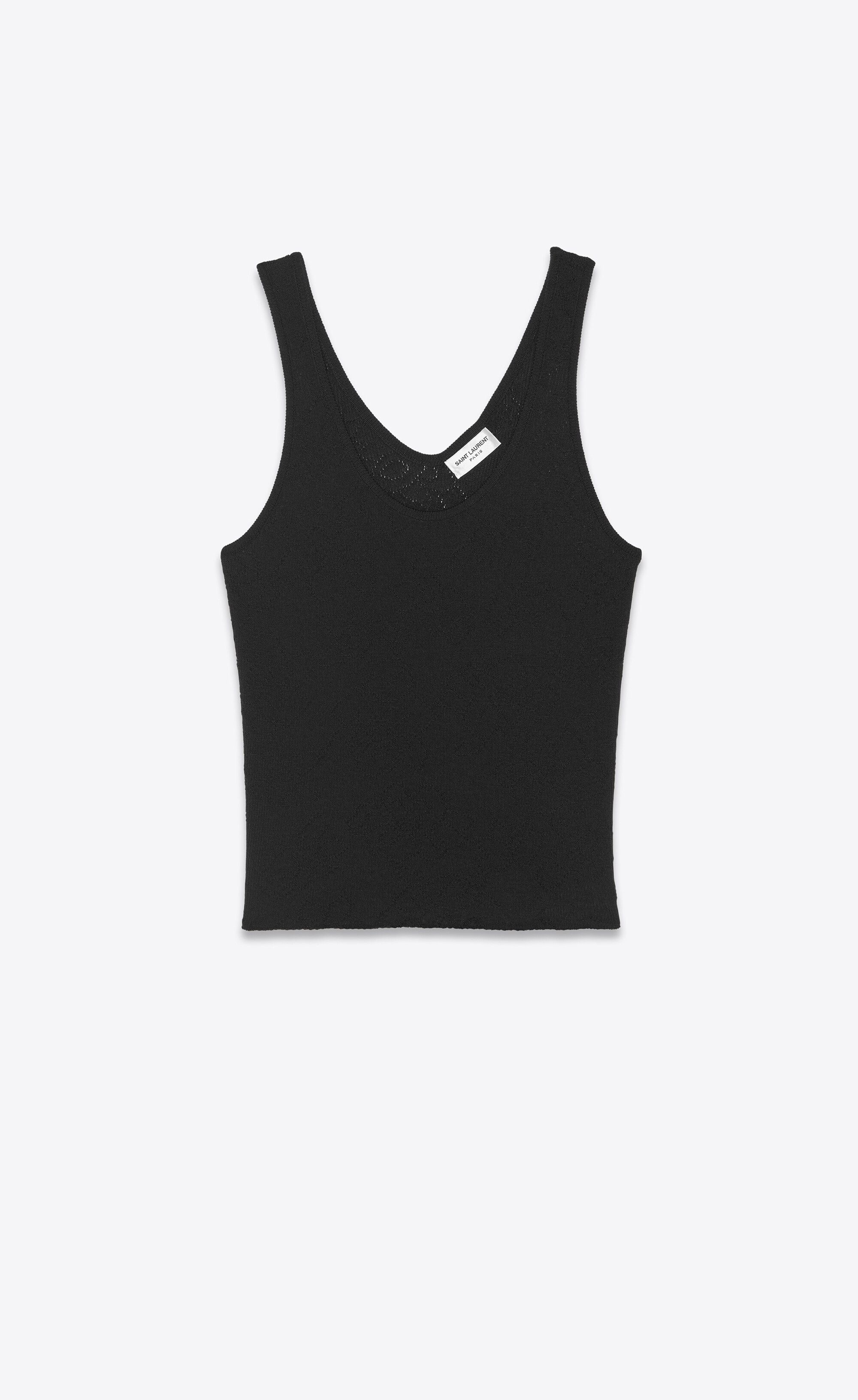 Saint Laurent Paris o1s1wg111224 Tank Top in Wool and Silk in Black Size M / US 6-8 / IT 42-44 - 1 Thumbnail