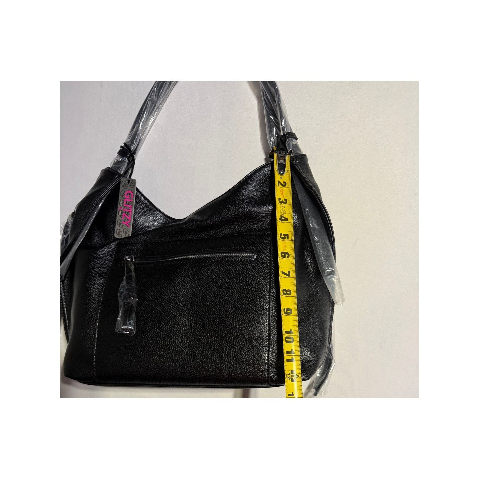 Unowned Glitzy Large Black Faux Leather Hobo Shoulder Bag Slouchy Size ONE SIZE - 5 Thumbnail