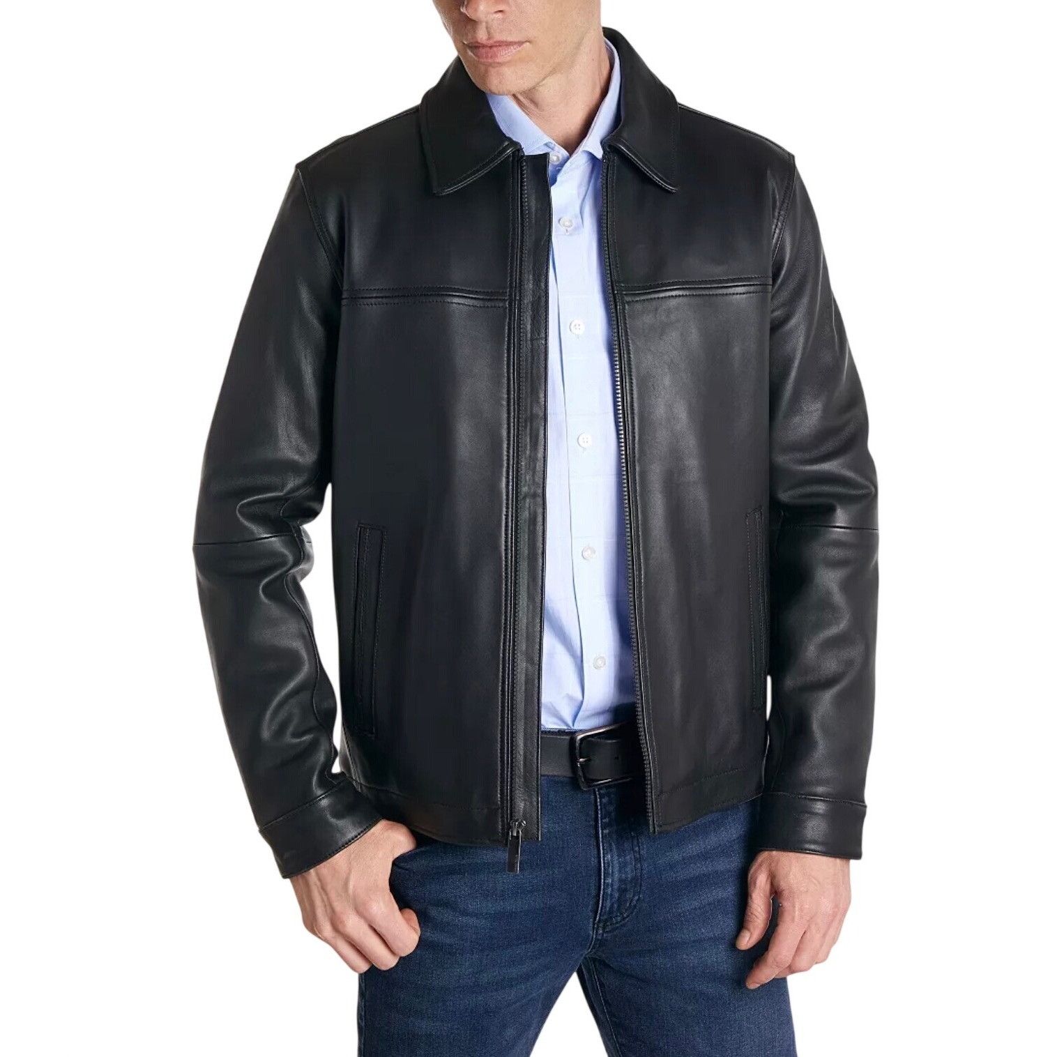 Perry Ellis VTG Perry Ellis Portfolio Mens Black Lambskin Leather Jacket Size US S / EU 44-46 / 1 - 17 Thumbnail
