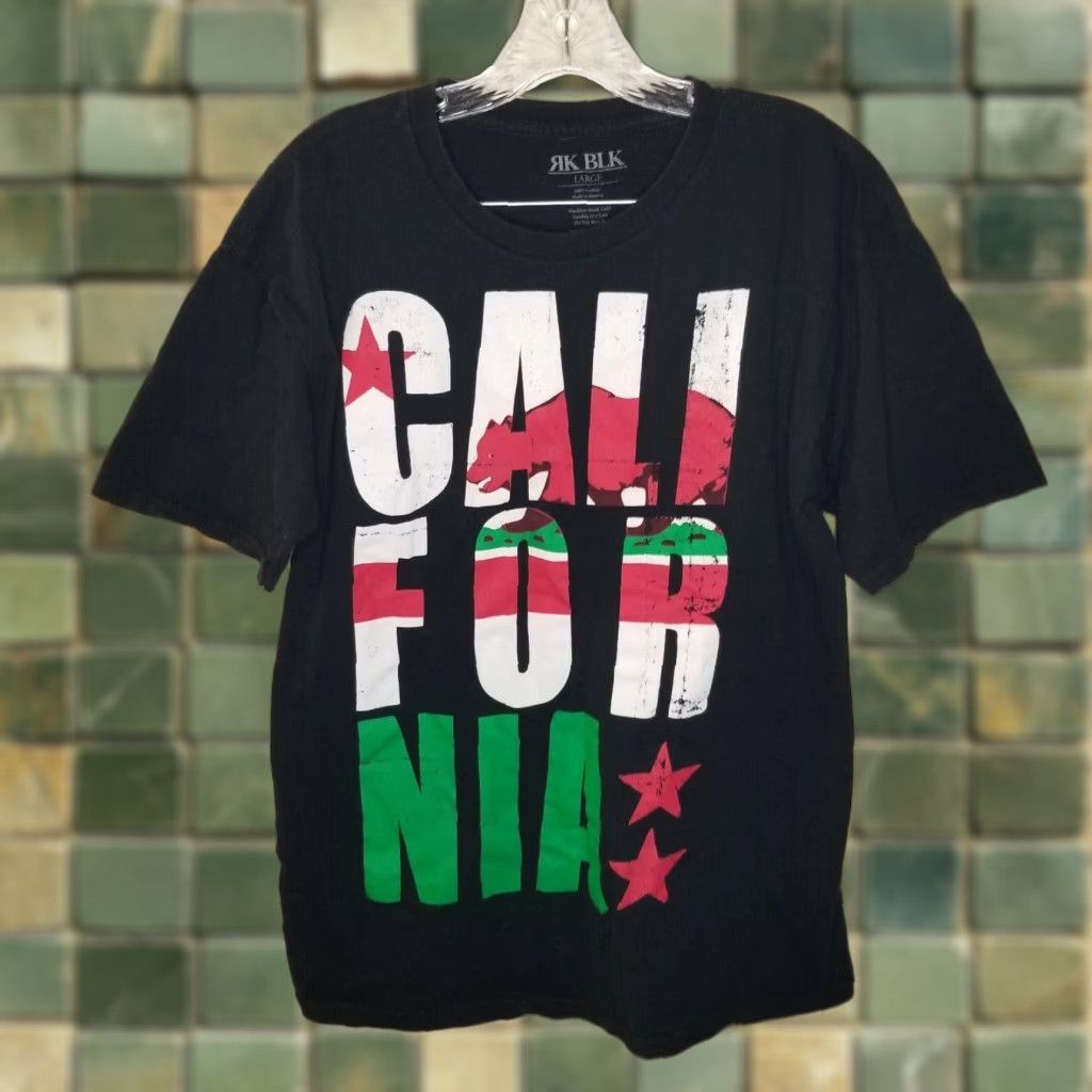 Vintage RK BLK Mens Black Short Sleeve California T-Shirt Size Large Size US L / EU 52-54 / 3 - 1 Thumbnail