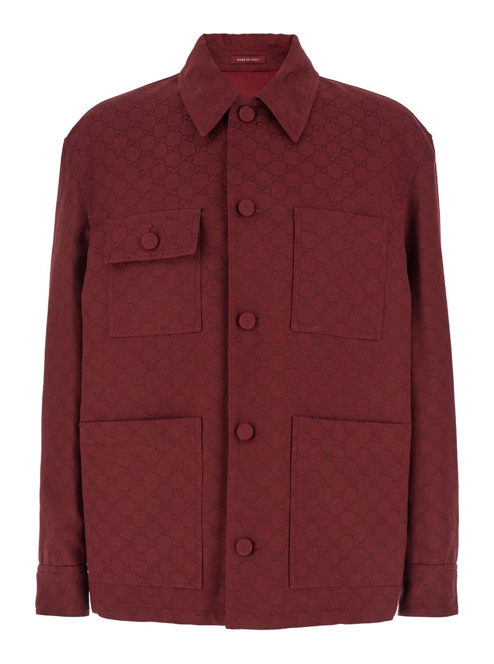 Gucci Bordeaux Jacket with All-Over GG Motif in Cotton Blend Man Size US M / EU 48-50 / 2 - 1 Thumbnail