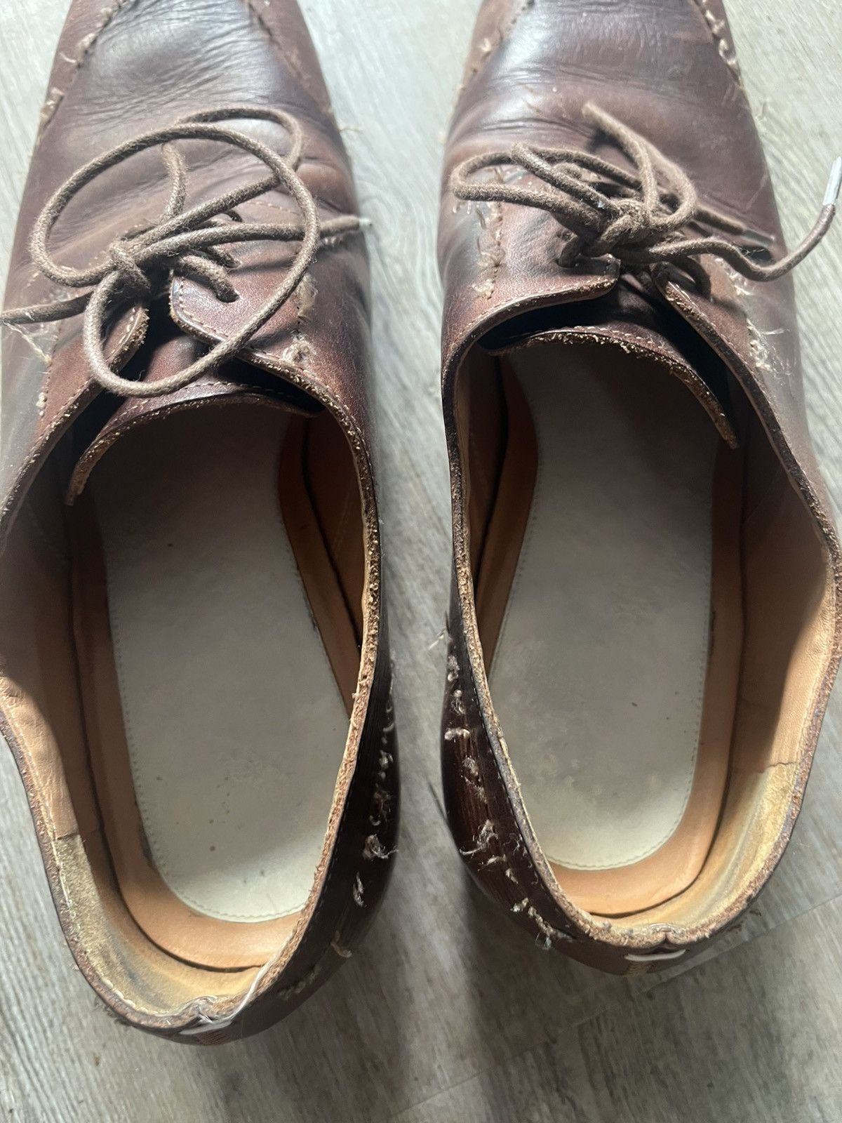 Maison Margiela Distressed Special stitching brown leather Oxfords Shoes Size US 8 / EU 41 - 2 Thumbnail