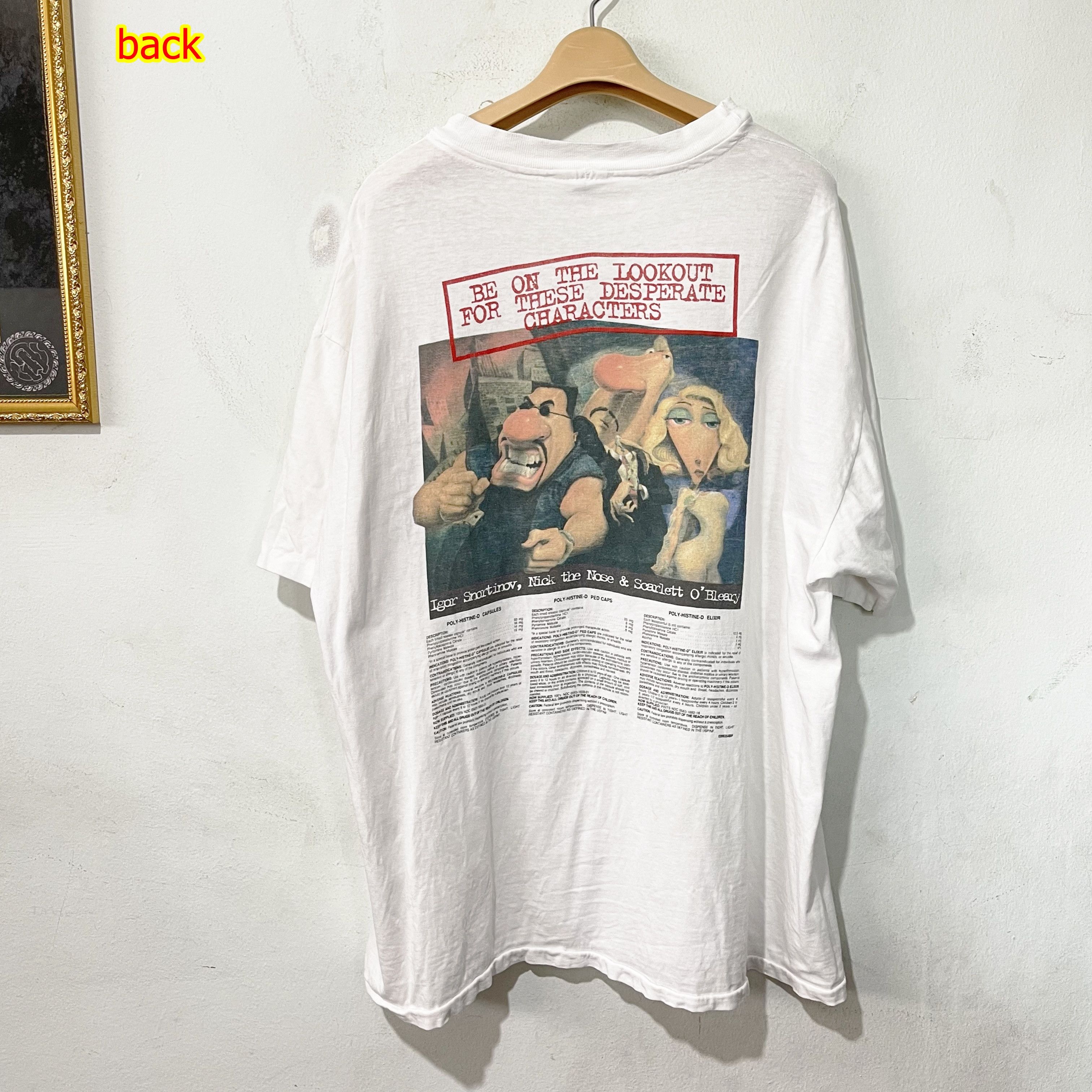 Vintage Vintage 90s Poly Histine D Antihistamine Cartoon T-Shirt Size US XL / EU 56 / 4 - 1 Thumbnail