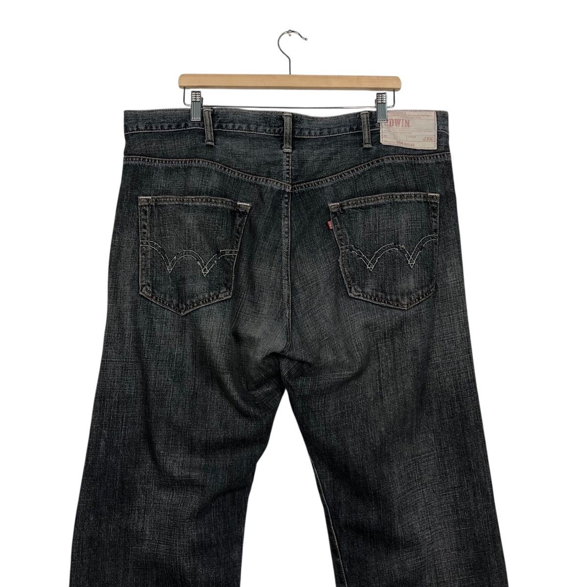 Japanese Brand Edwin Dark Wash Straight Leg Jeans Faded Denim Workwear Size US 40 / EU 56 - 12 Thumbnail