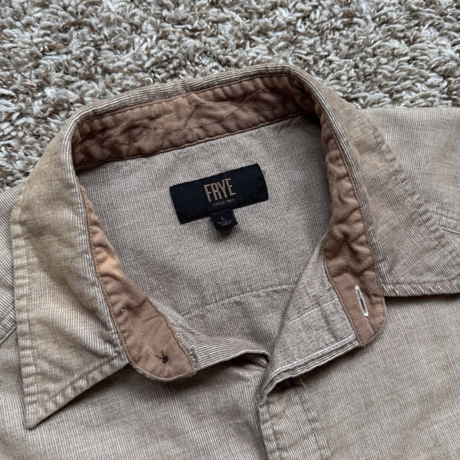Frye FRYE Western Corduroy Light Brown Button Down Shirt LS Size US L / EU 52-54 / 3 - 2 Thumbnail