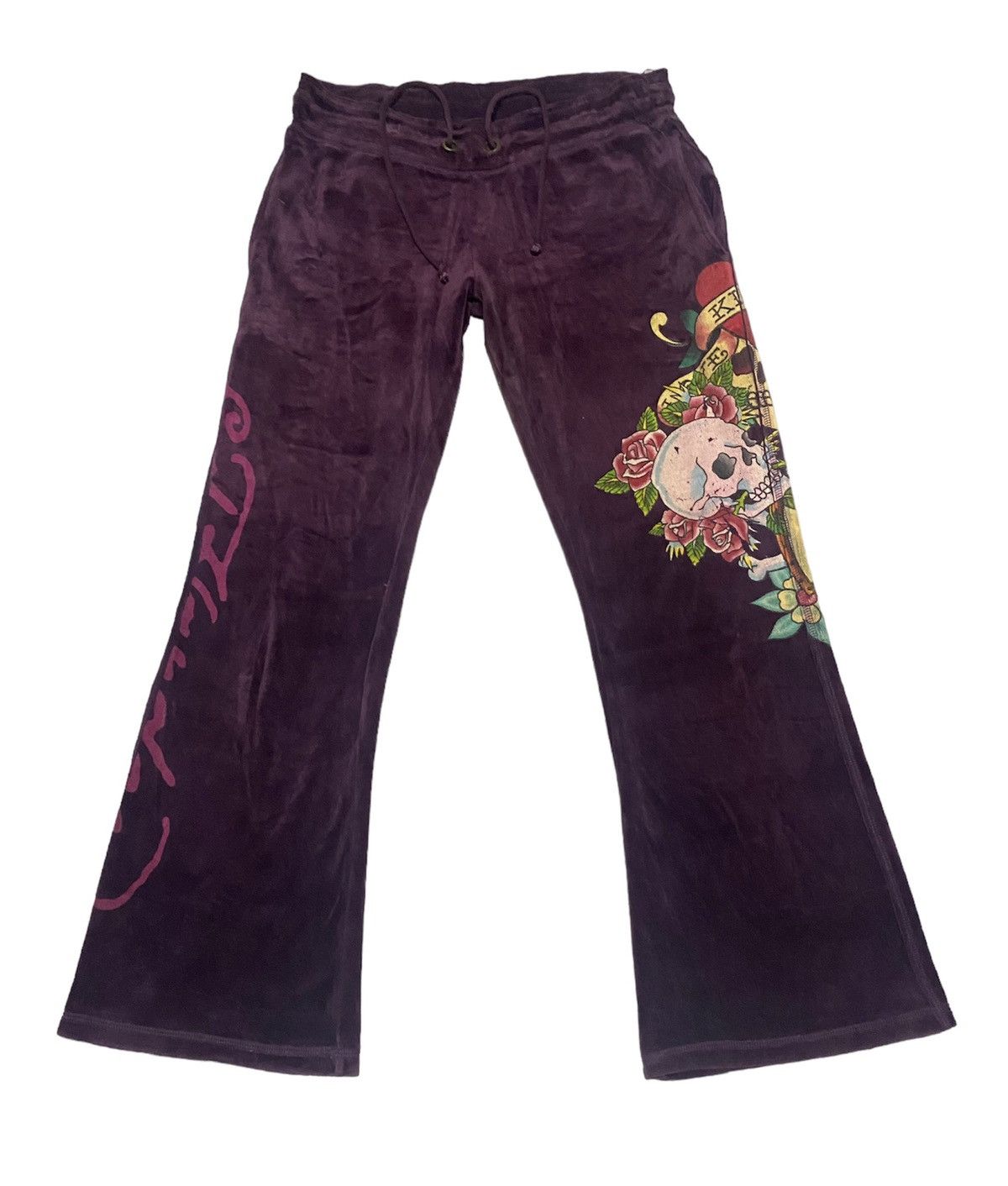 Ed Hardy × Velvet 00’s Velvet Ed Hardy Diamenté Full Velour Sweatpant Size US 31 - 2 Thumbnail
