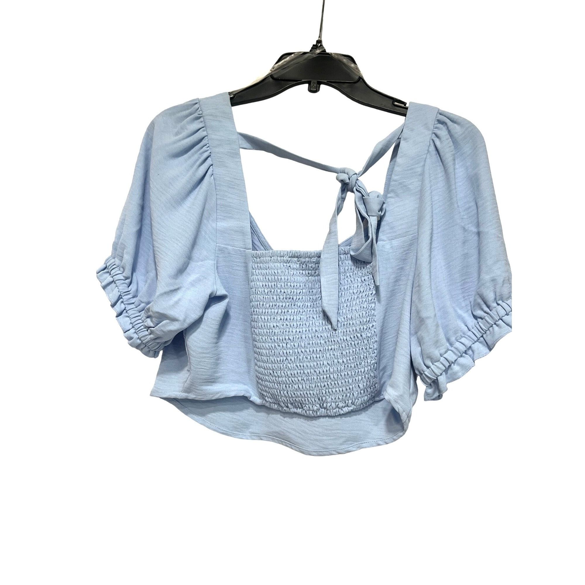 Other And Now This Plus Size Tie-Back Crop Top, Chambray Blue, OX Size ONE SIZE - 3 Thumbnail