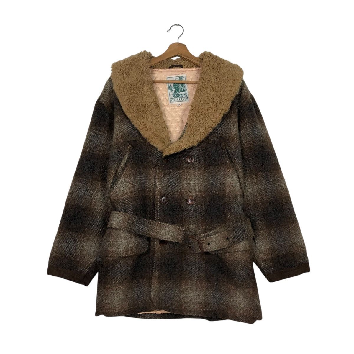 Golden Bear 🔥VINTAGE WOOL JACKET GOLDEN BEAR TARTAN SHAWL COLLAR Size US M / EU 48-50 / 2 - 3 Thumbnail