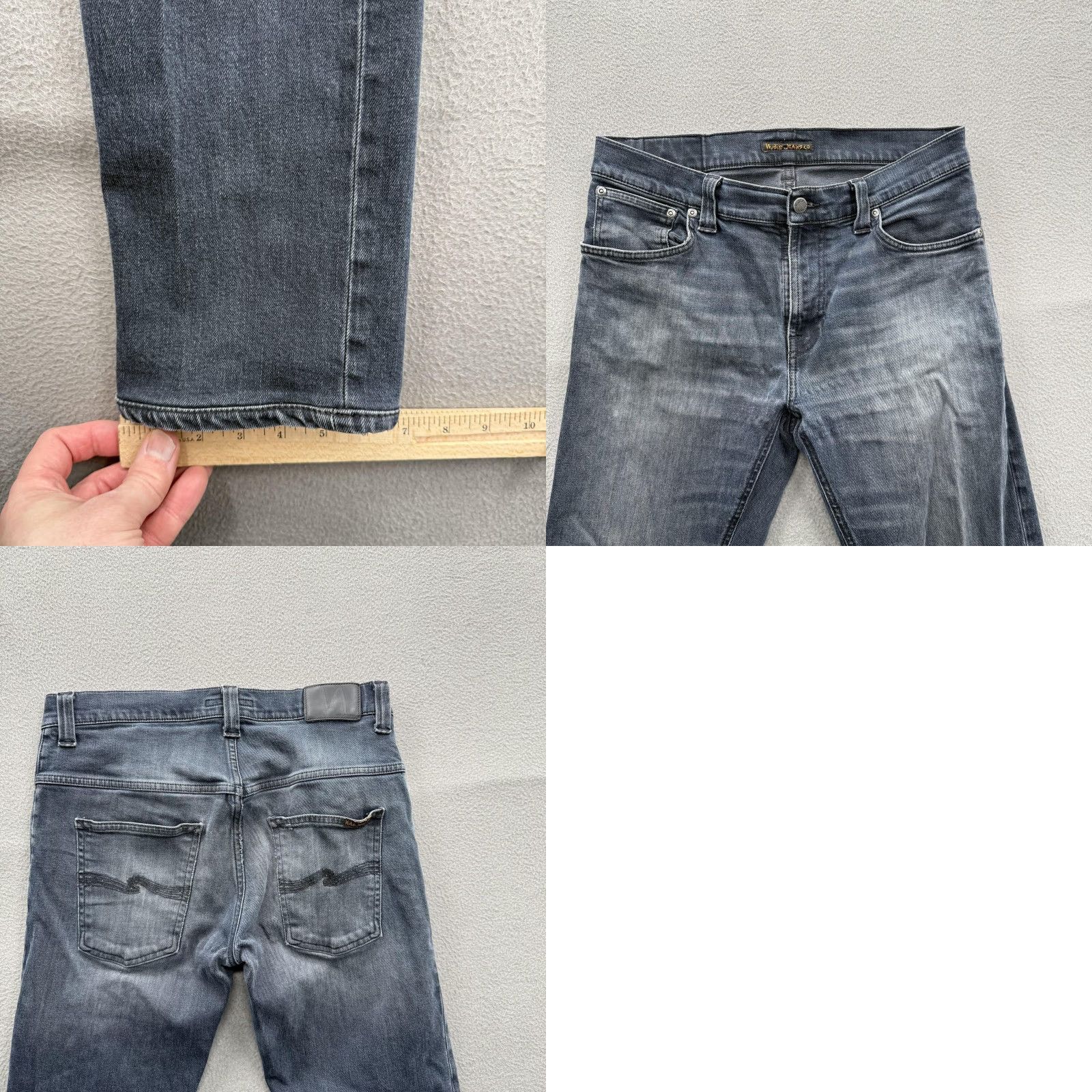 Nudie Jeans Nudie Jeans Co Thin Finn Jeans Mens 32x34 Gray Medium Wash Slim Denim Stretch Zip Fly Pockets Size US 32 / EU 48 - 8 Thumbnail