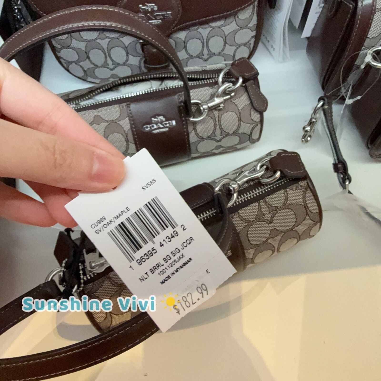 Coach NWT COACH Nolita Barrel Bag Jacquard Silver/Oak/Maple CU989 Size ONE SIZE - 5 Thumbnail