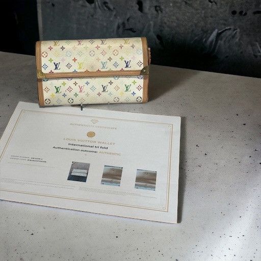 image of White Multi Monogram Louis Vuitton International Tri-Fold Wallet, Women's