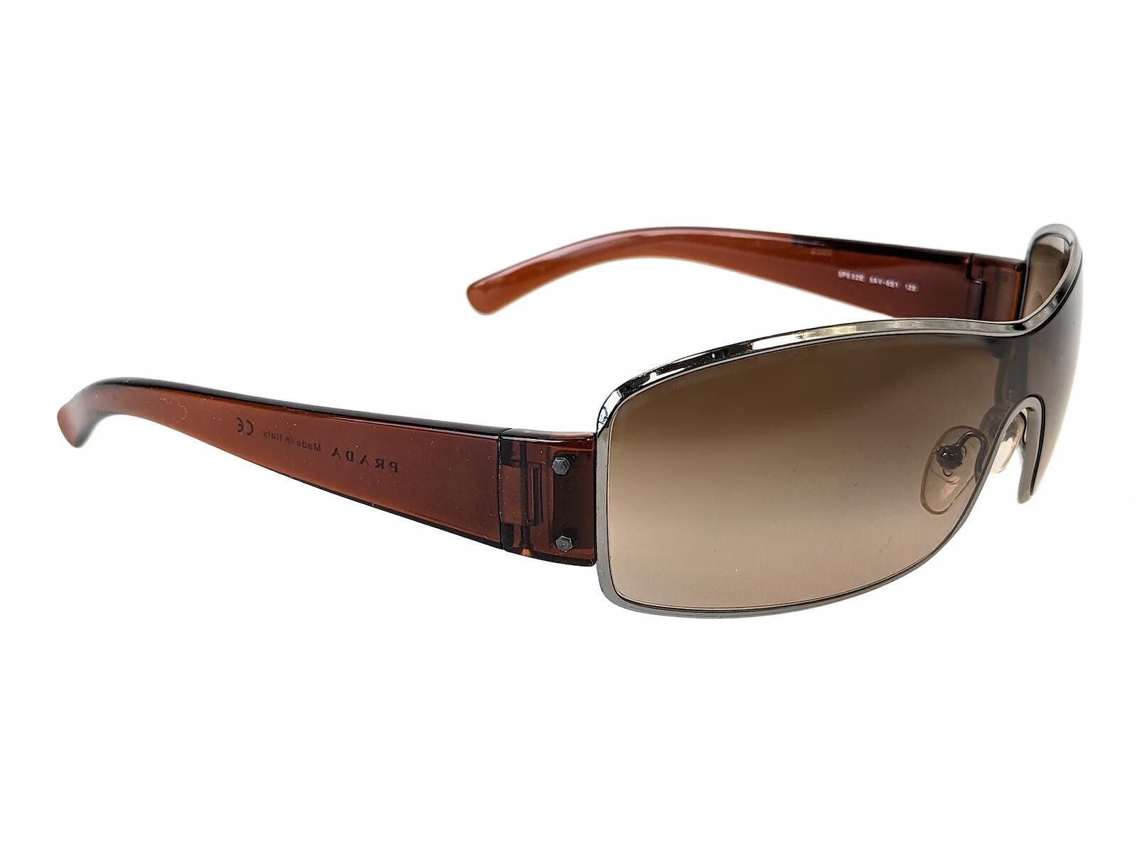 Prada Prada SPS 52E Sunglasses Italy Linea Rossa Face Shield Brown Size ONE SIZE - 7 Thumbnail