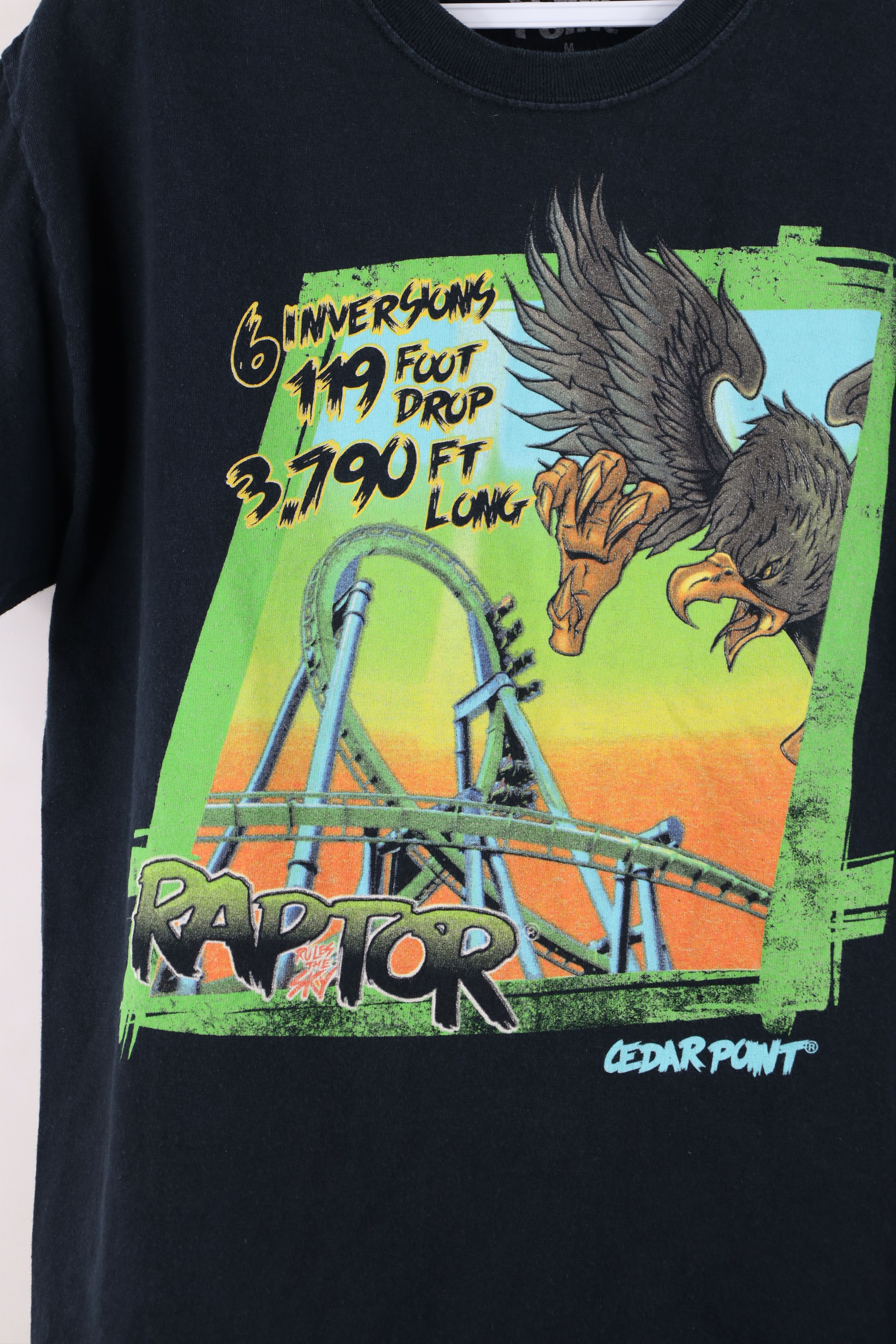 Vintage Vintage Y2K Cedar Point Raptor Roller Coaster T-Shirt Black Size US M / EU 48-50 / 2 - 4 Thumbnail