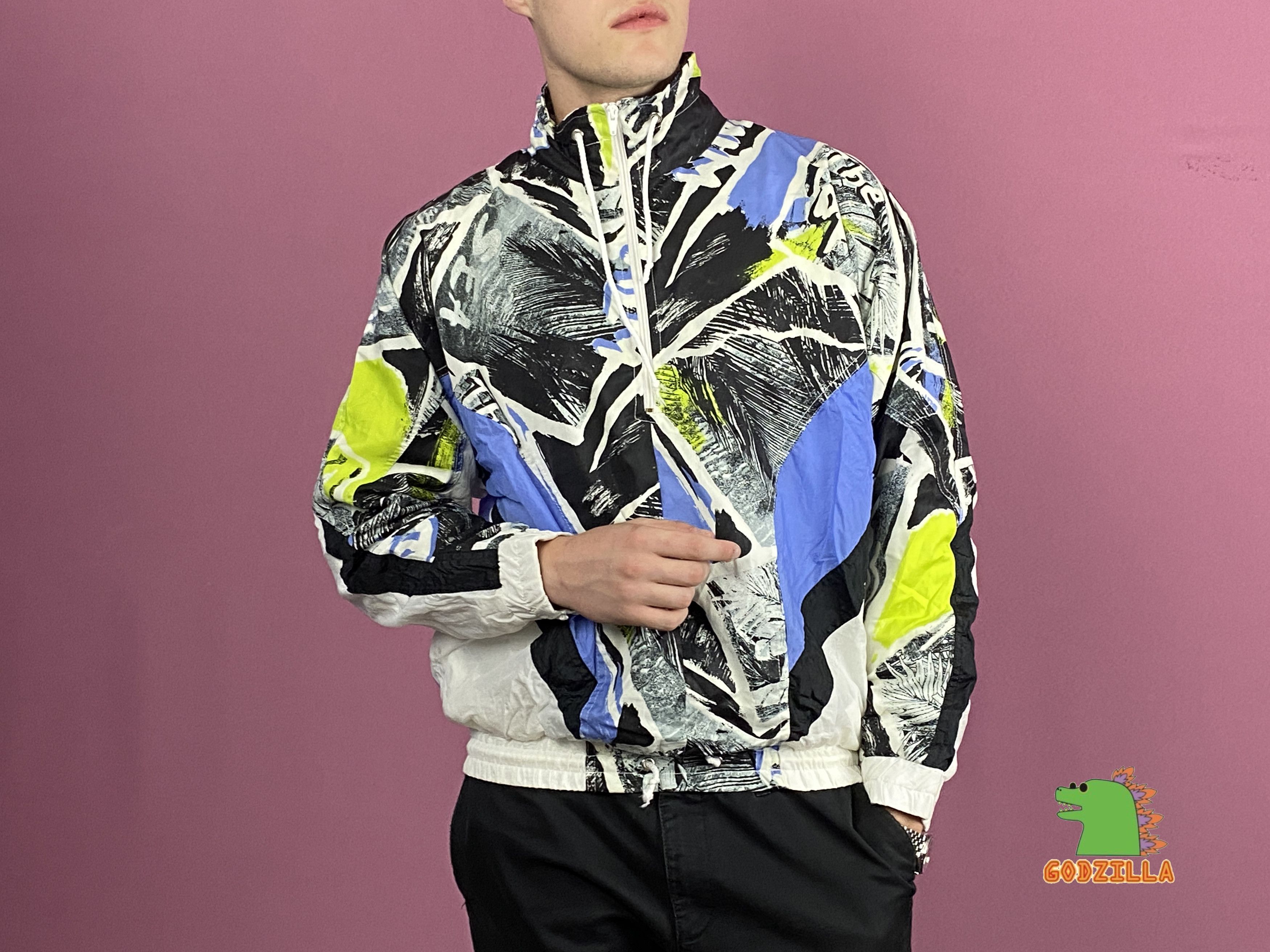 Vintage Gilles Cassadou Vintage Men's Abstract Windbreaker - L Size US L / EU 52-54 / 3 - 4 Thumbnail