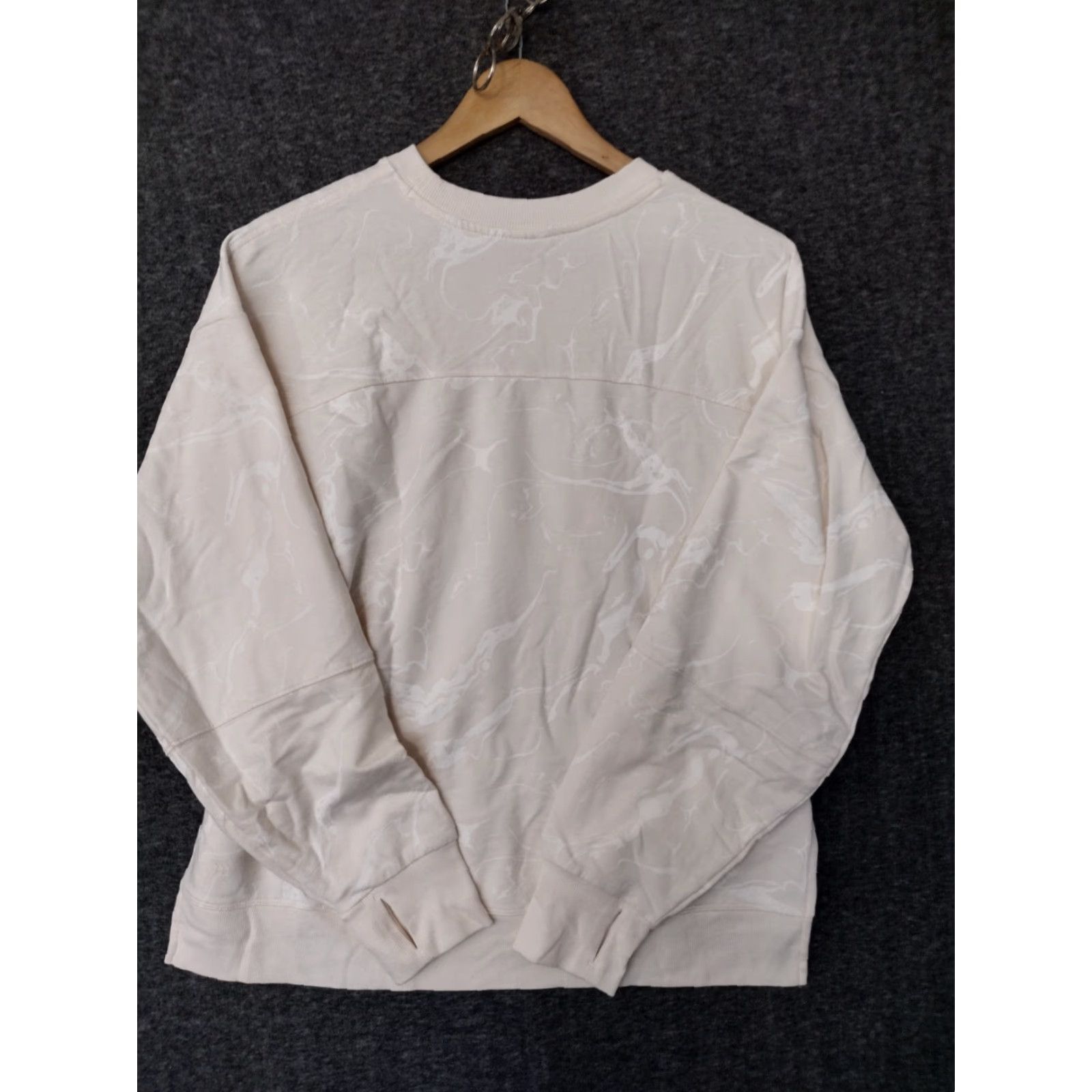 Vintage All in Motion Women's S Ivory Marble French Terry Crew Neck Sweatshirt Size S / US 4 / IT 40 - 2 Thumbnail