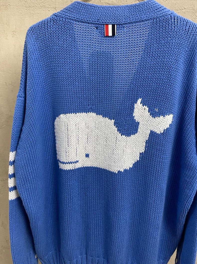 Thom Browne Thom browne Sea blue whale four-striped knitted cardigan ja Size M / US 6-8 / IT 42-44 - 4 Thumbnail