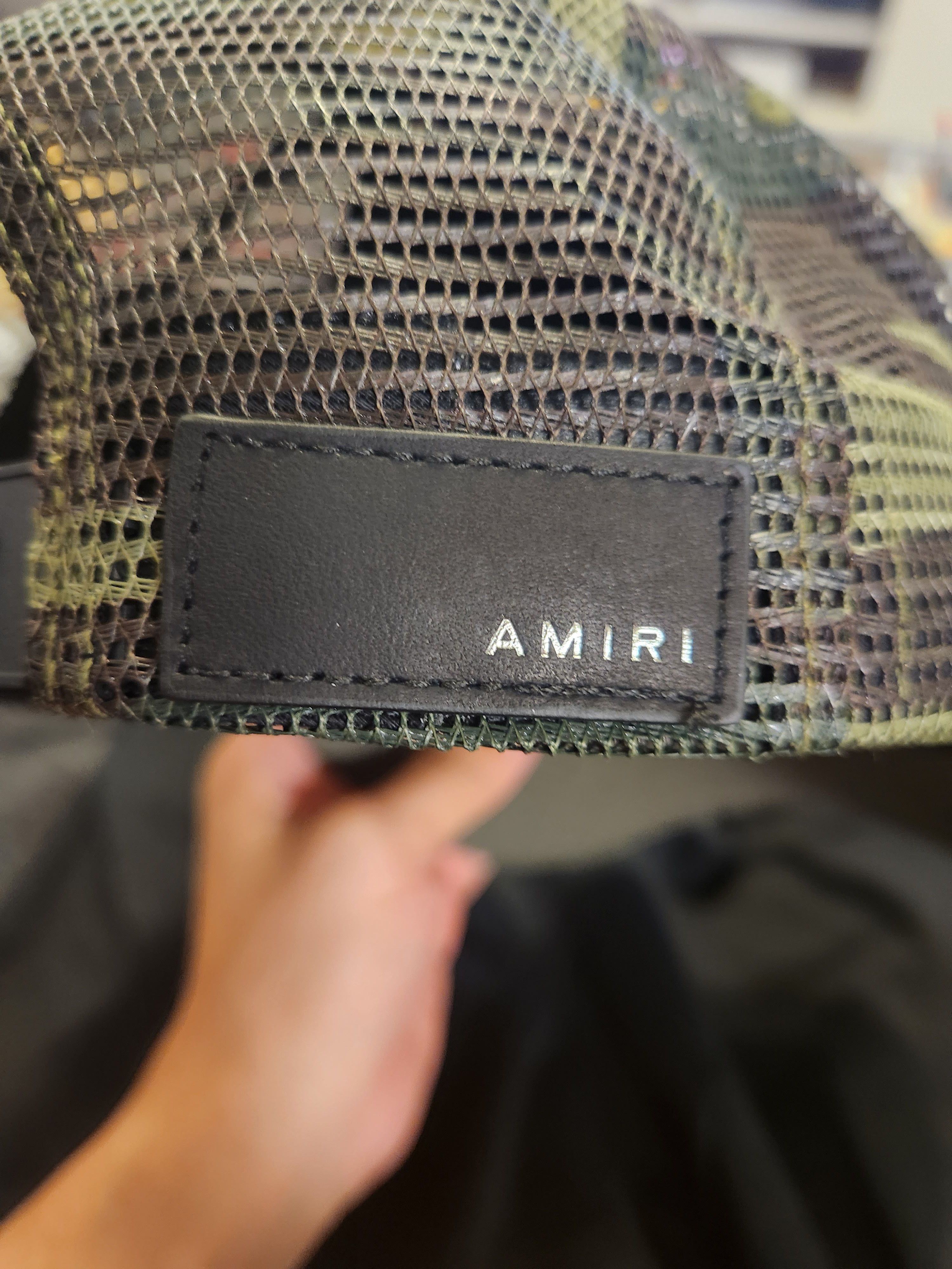 Amiri AMIRI olive green/orange stencil camo trucker hat Size ONE SIZE - 3 Thumbnail