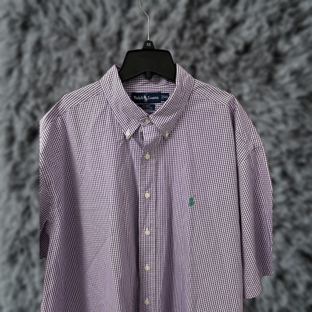 Ralph Lauren VINTAGE Ralph Lauren Blake Shirt Mens 2XL Purple Plaid Button-Down Short Sleeve Pony Embroidered Casual Preppy Summer Fashion Size US XXL / EU 58 / 5 - 1 Thumbnail