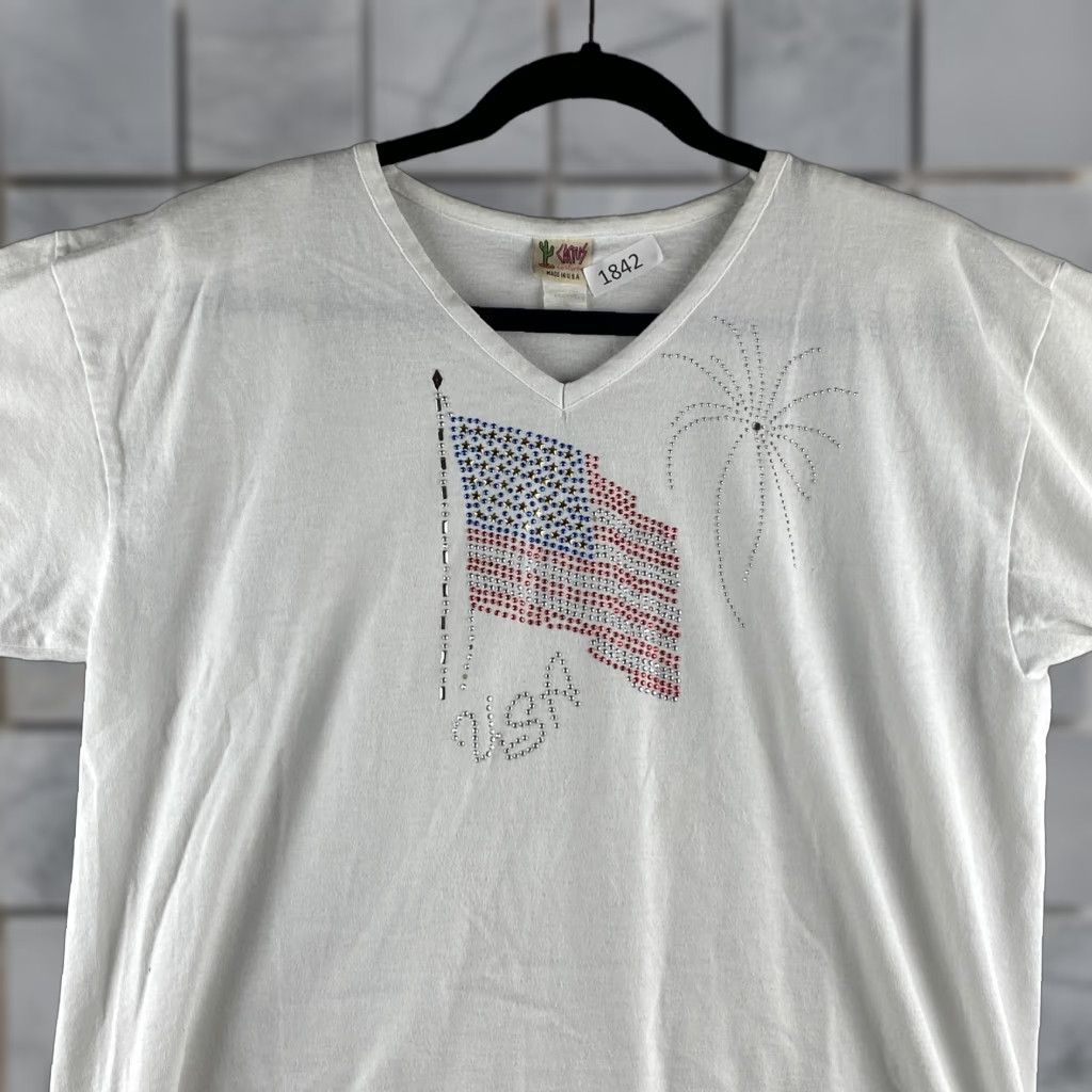 Vintage VINTAGE Cactus Shirt Womens Large White Shirt USA Made Flag Size L / US 10 / IT 46 - 1 Thumbnail