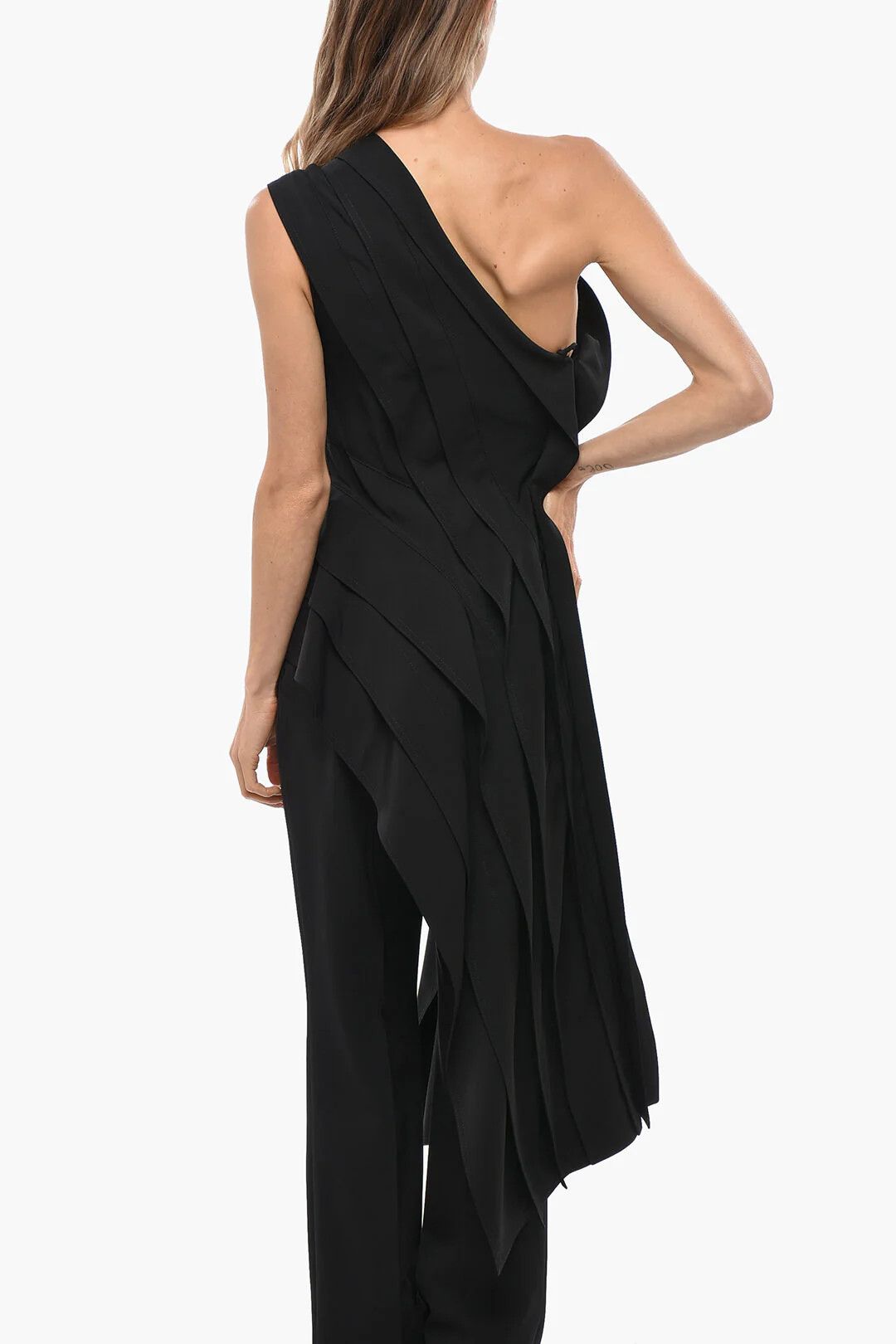 Bottega Veneta og1mm0426 Asymmetric One-Shoulder Top in Black Size M / US 6-8 / IT 42-44 - 4 Thumbnail
