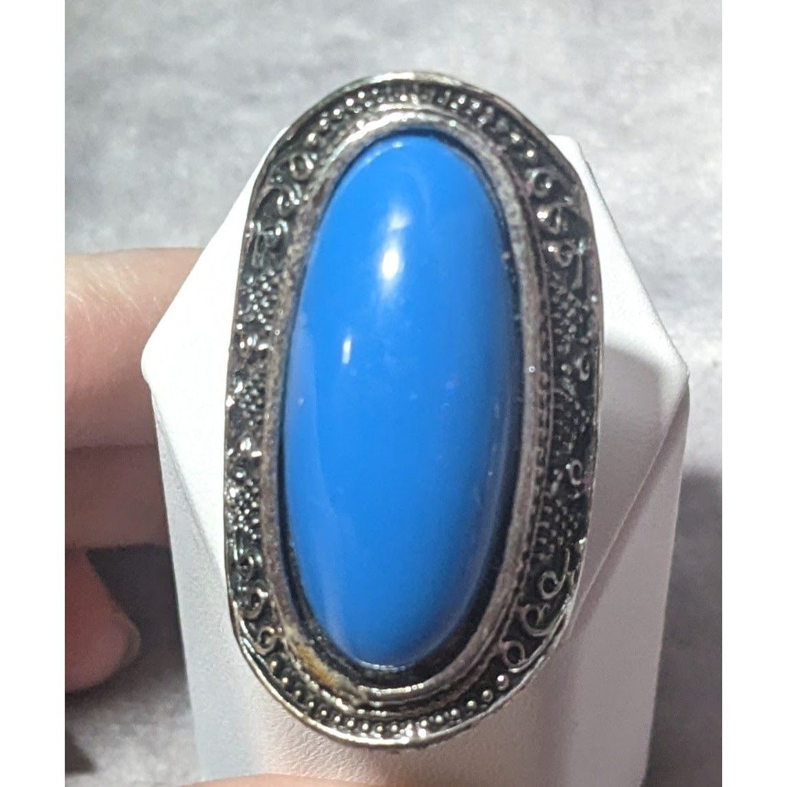 Other Bohemian Large Blue Stone Silver Tone Adjustable Ring Size 6 Size ONE SIZE - 1 Thumbnail